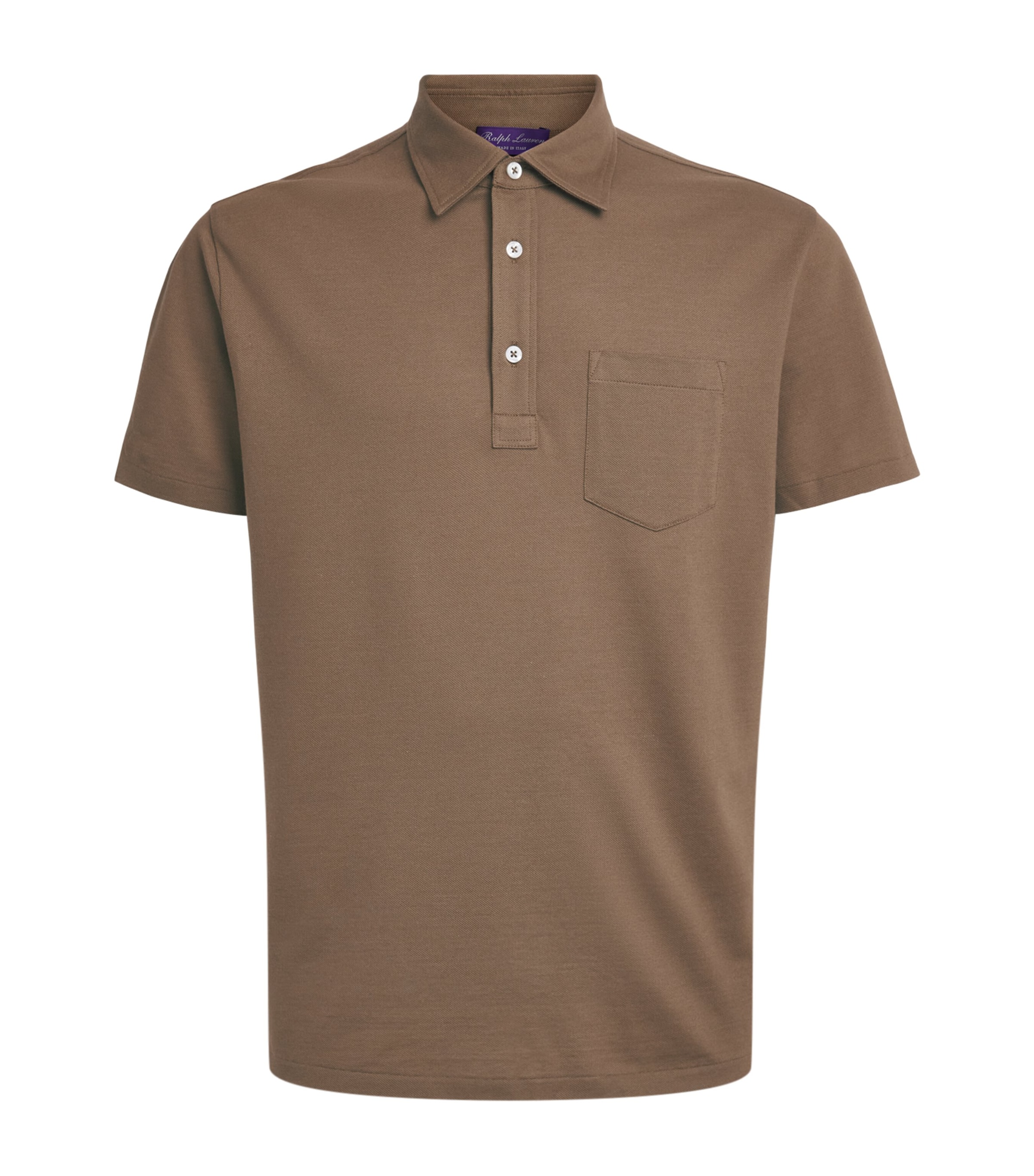 Ralph Lauren Purple Label Mens x Wimbledon Cotton-Cashmere Polo Shirt Soft Mocha Image 1