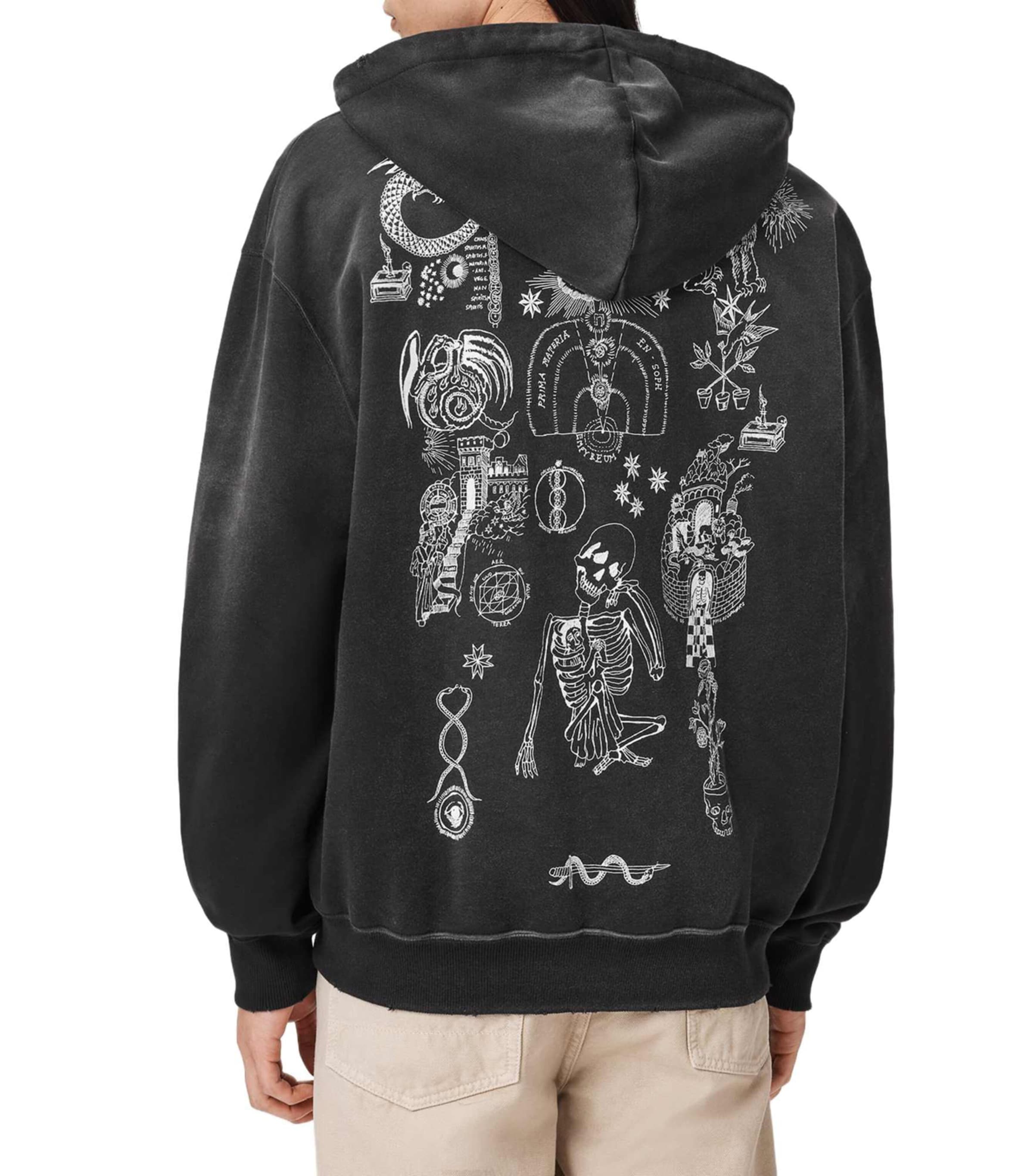 AllSaints Mens Organic Cotton Terra Hoodie Washed Black Image 4