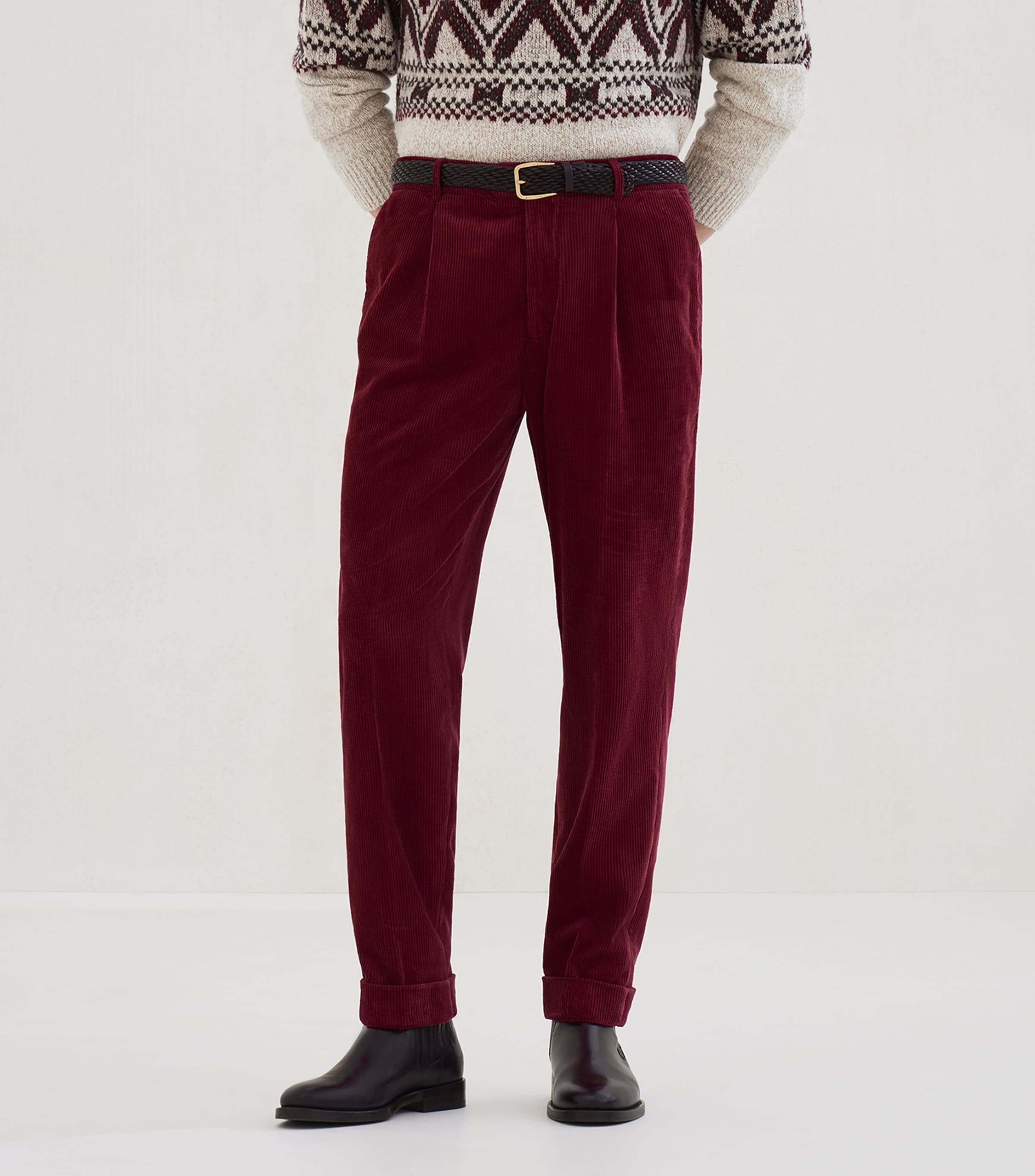 Cotton Corduroy Leisure Fit Trousers C6032 Image 2