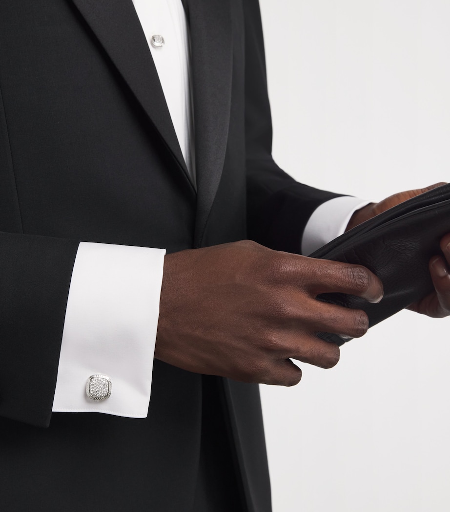 Sterling Silver and White Sapphire Signature Cufflinks and Studs Set SILVER Image 4