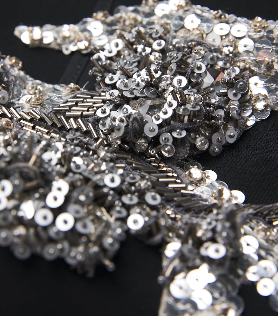 Crepe Embellished Residence Gown BLACK / EMBROIDERY Image 5