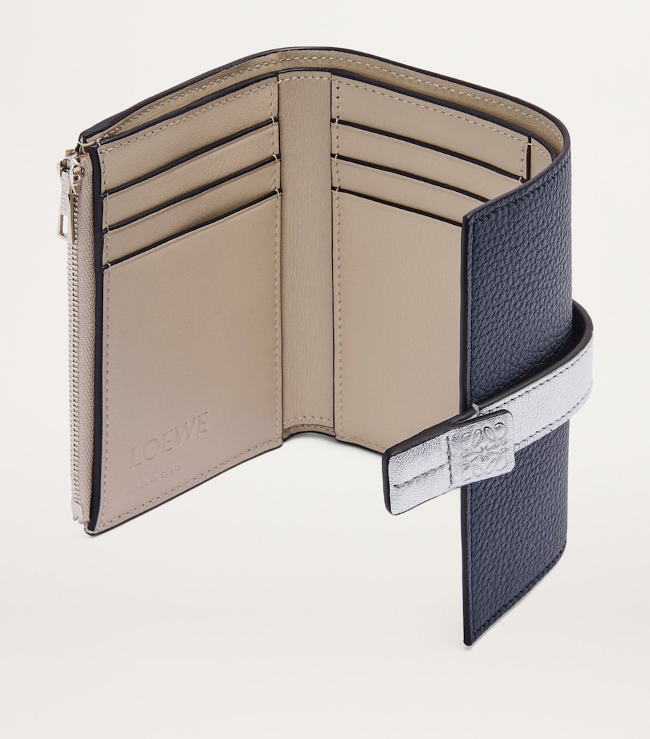 Small Leather Vertical Wallet DARK NAVY/SILVER Image 4