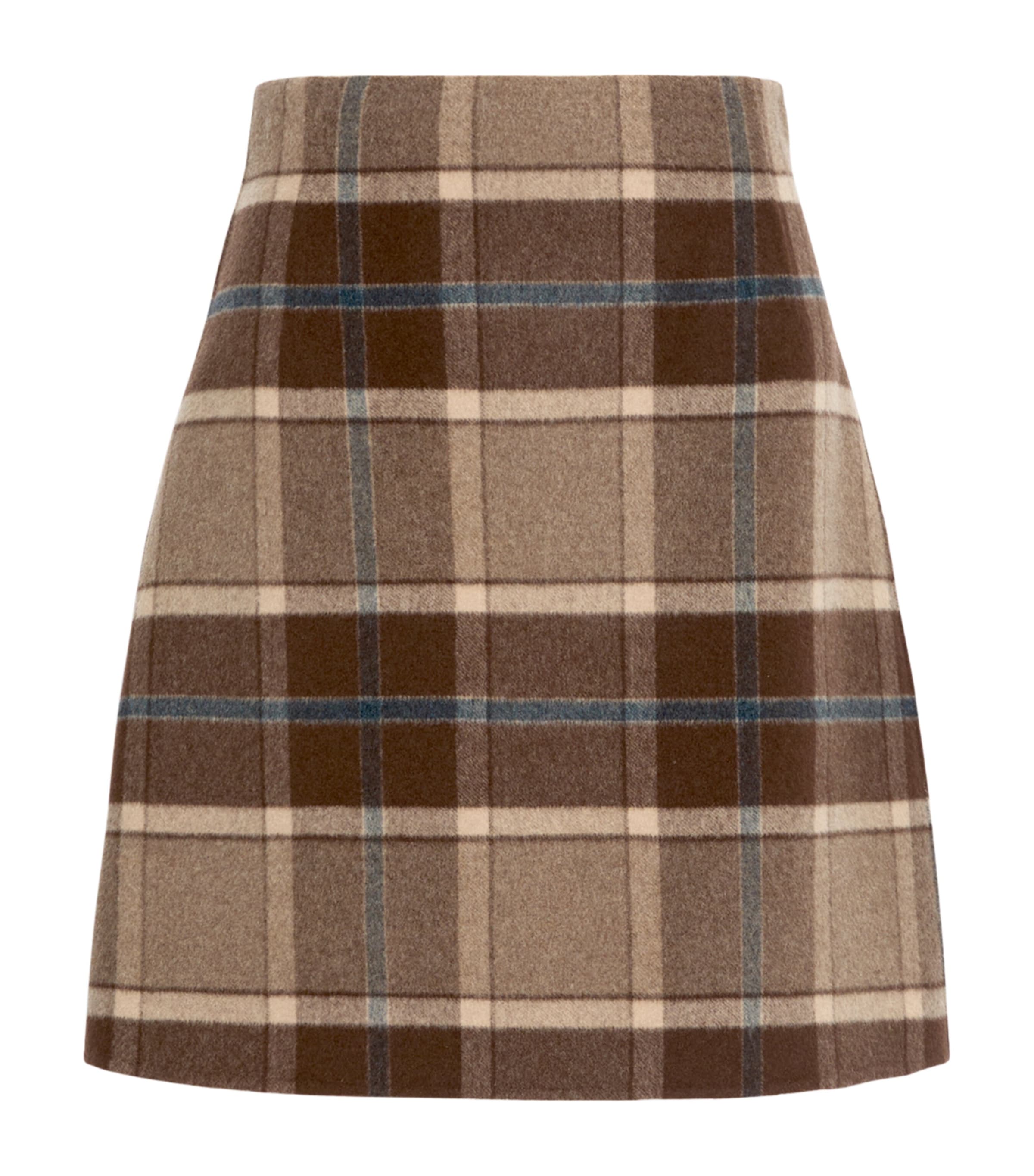 Weekend Max Mara Womens Virgin Wool Check Mini Skirt Brown Image 1
