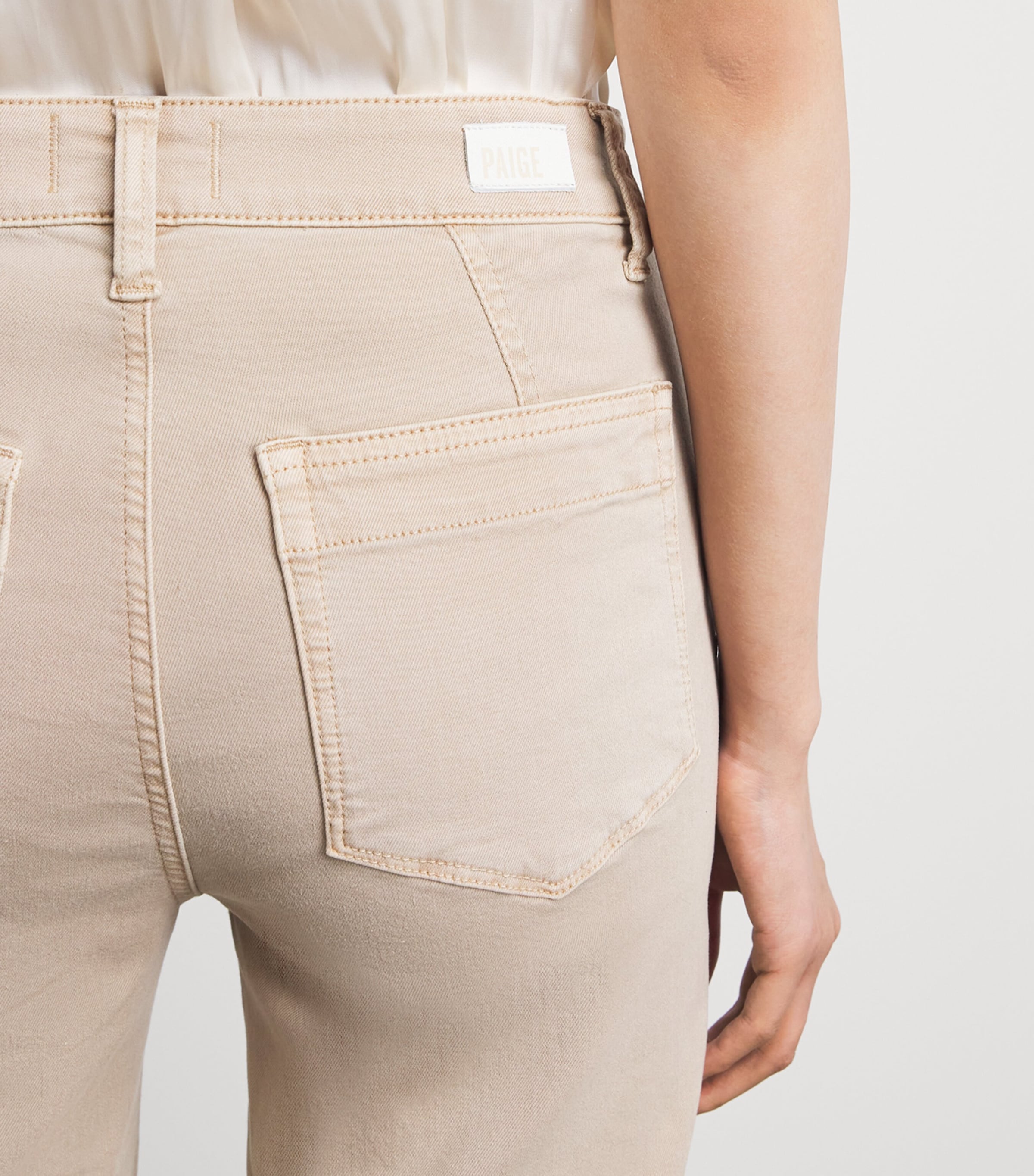 PAIGE Womens Quincy Ankle Mid-Rise Straight Jeans Vintage Warm Sand Image 3