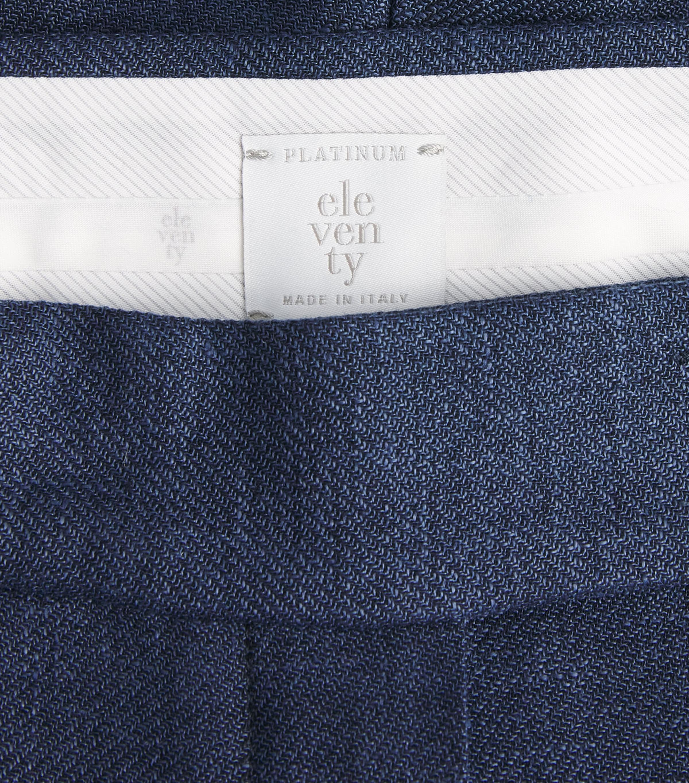 Eleventy Womens Linen-Wool-Silk-Blend Pleated Trousers Blu Image 6