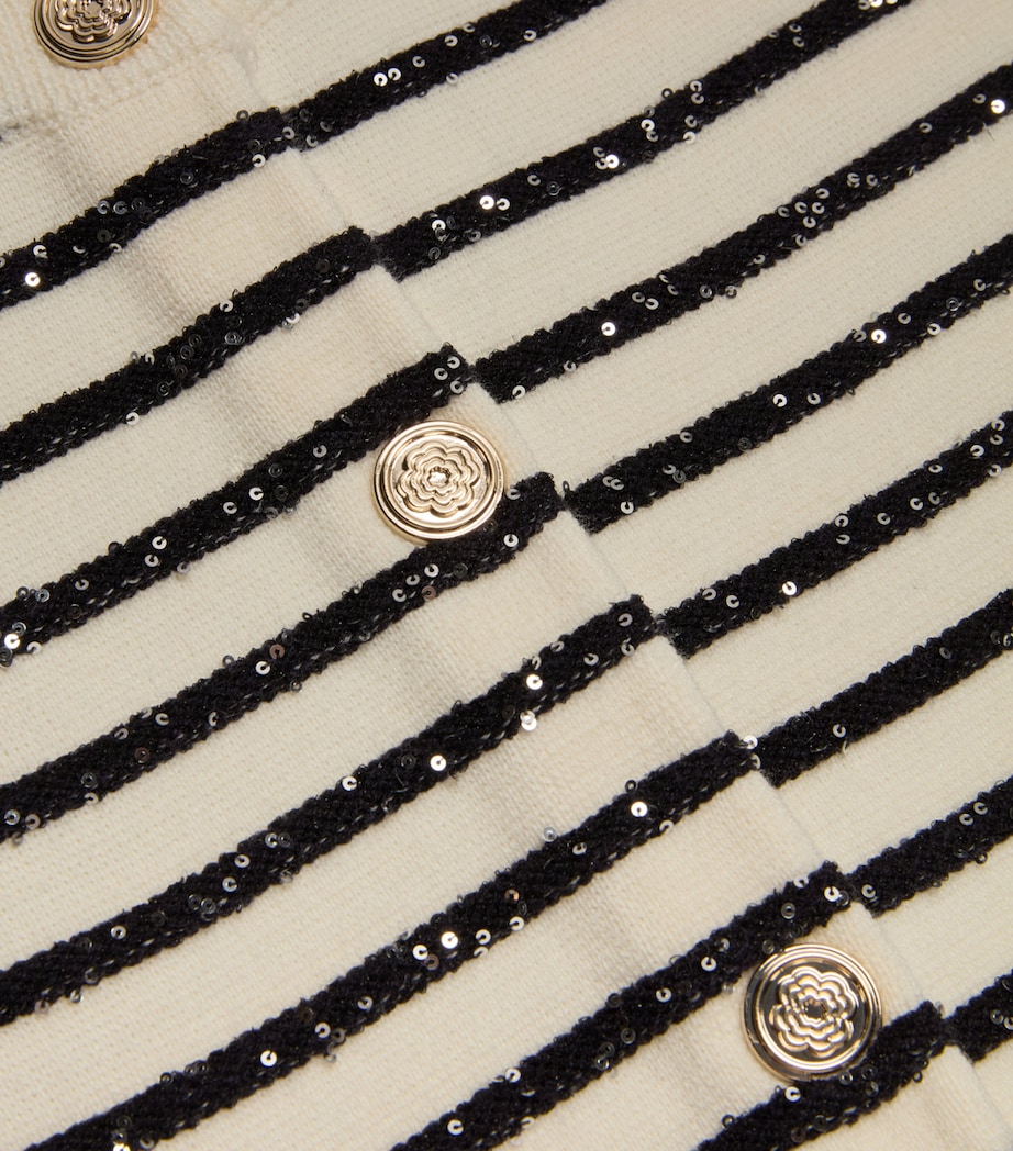 Rhinestone Sleeveless Cardigan WHITE/NAVY Image 2