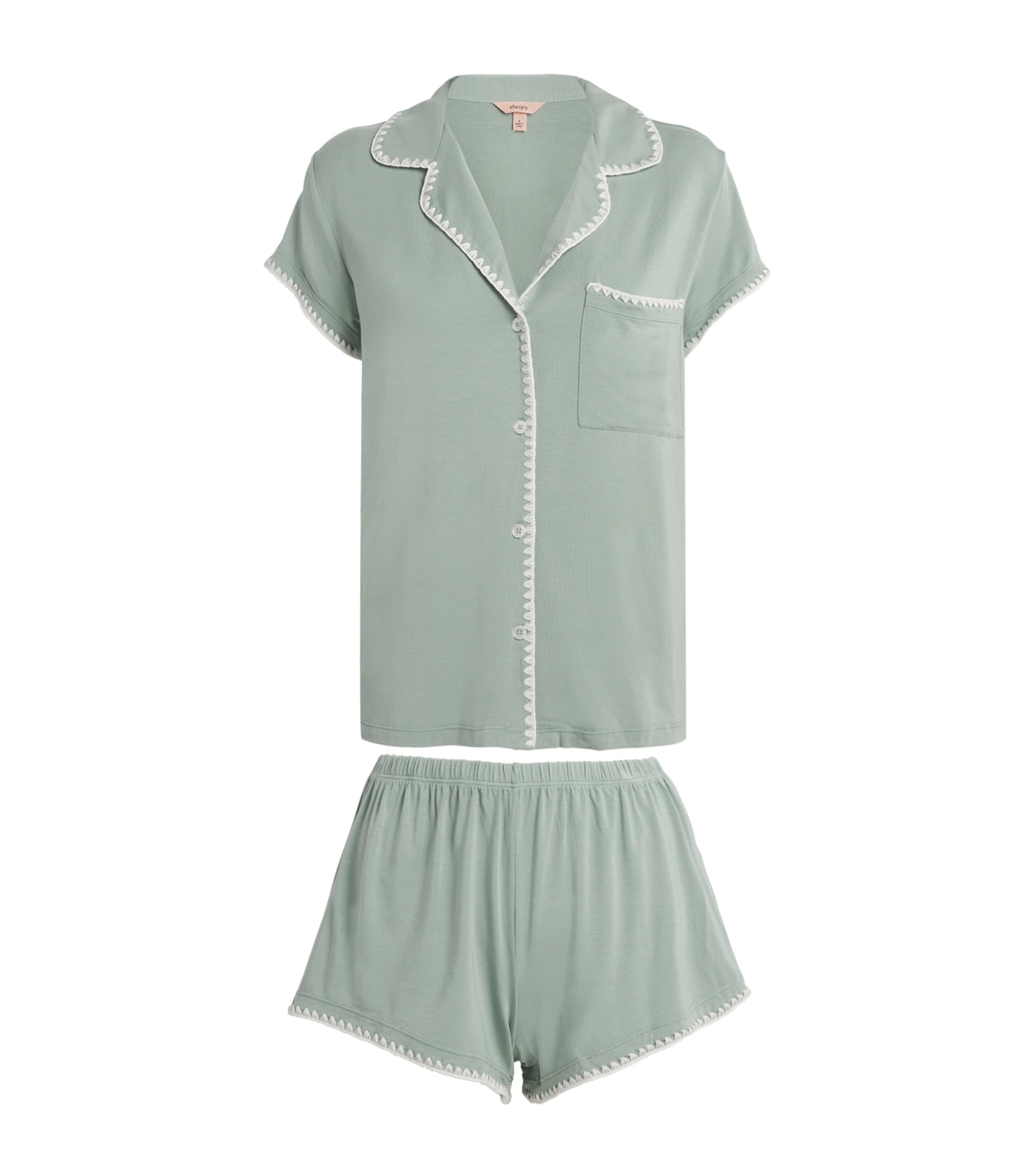 Shop Eberjey Frida Short Pyjama Set In Green