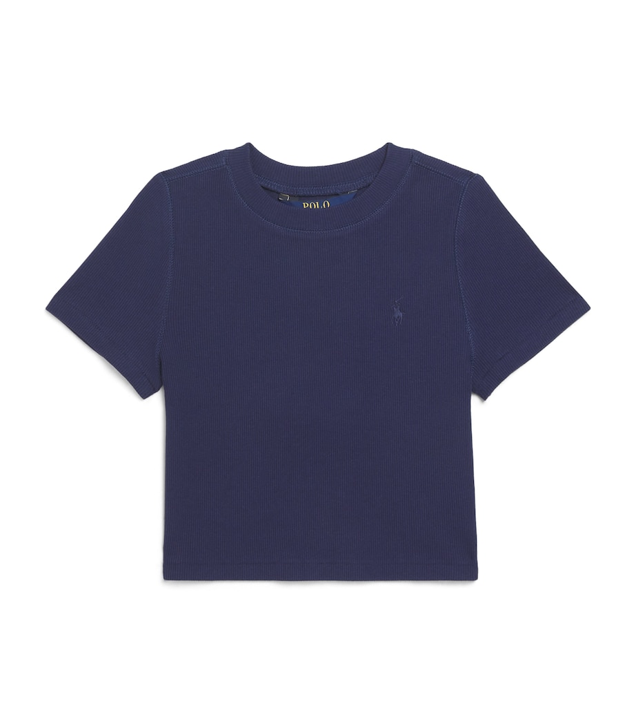 Ralph Lauren Kids Ribbed T-Shirt (7-14 Years) Navy Image 1