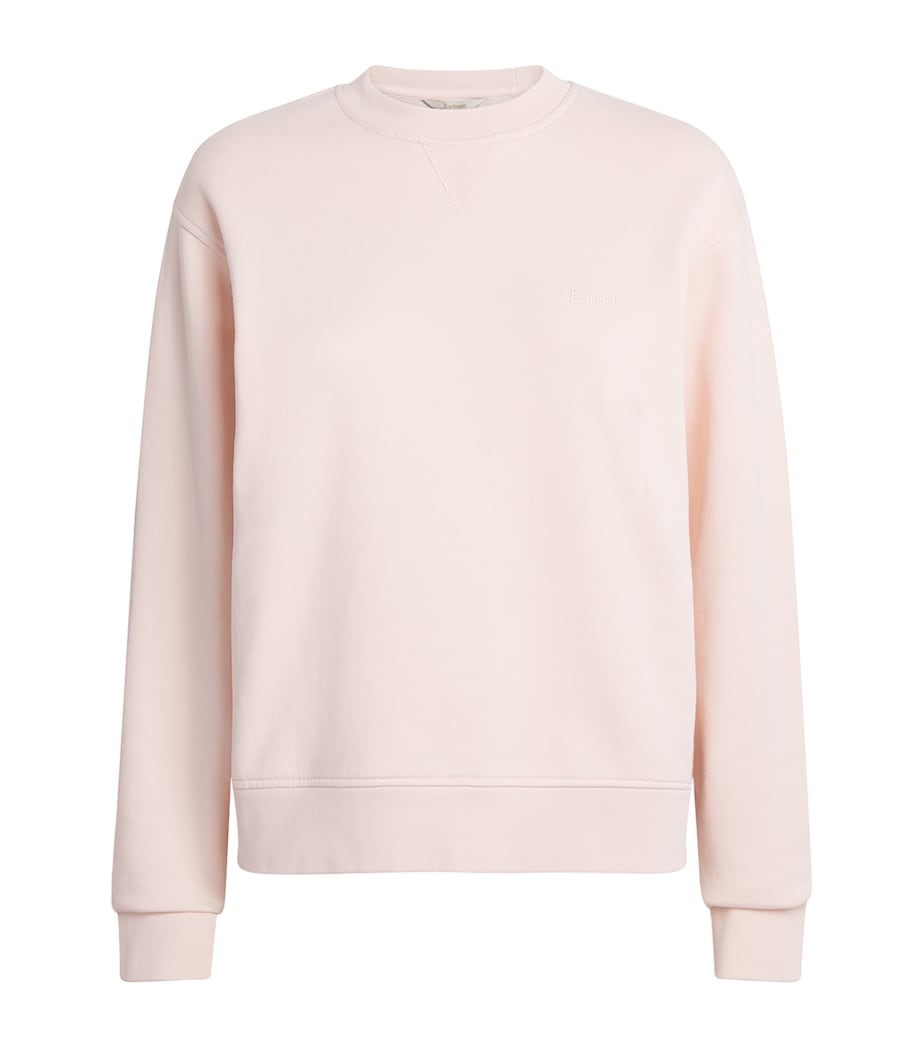 Barbour Womens Cotton Crew-Neck Sweatshirt Pink Image 1