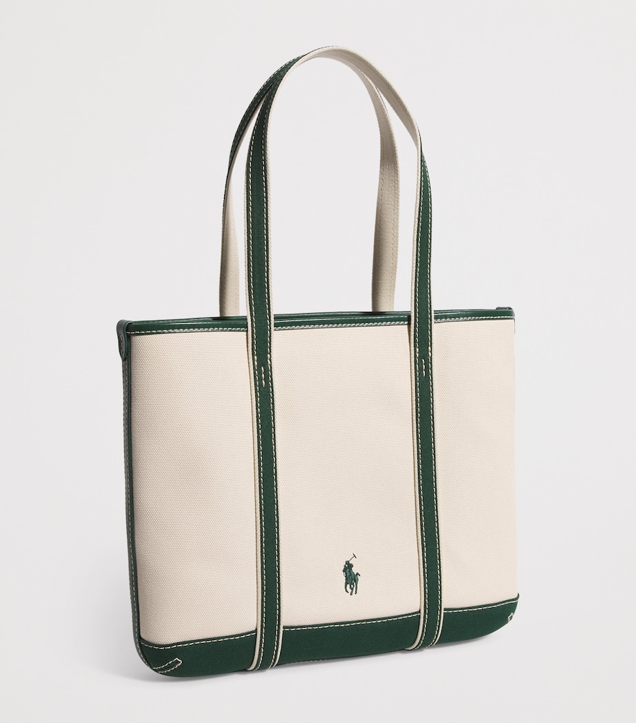 Medium Canvas Polo Bear Tote Bag ECRU/NORTHWEST PINE Image 3