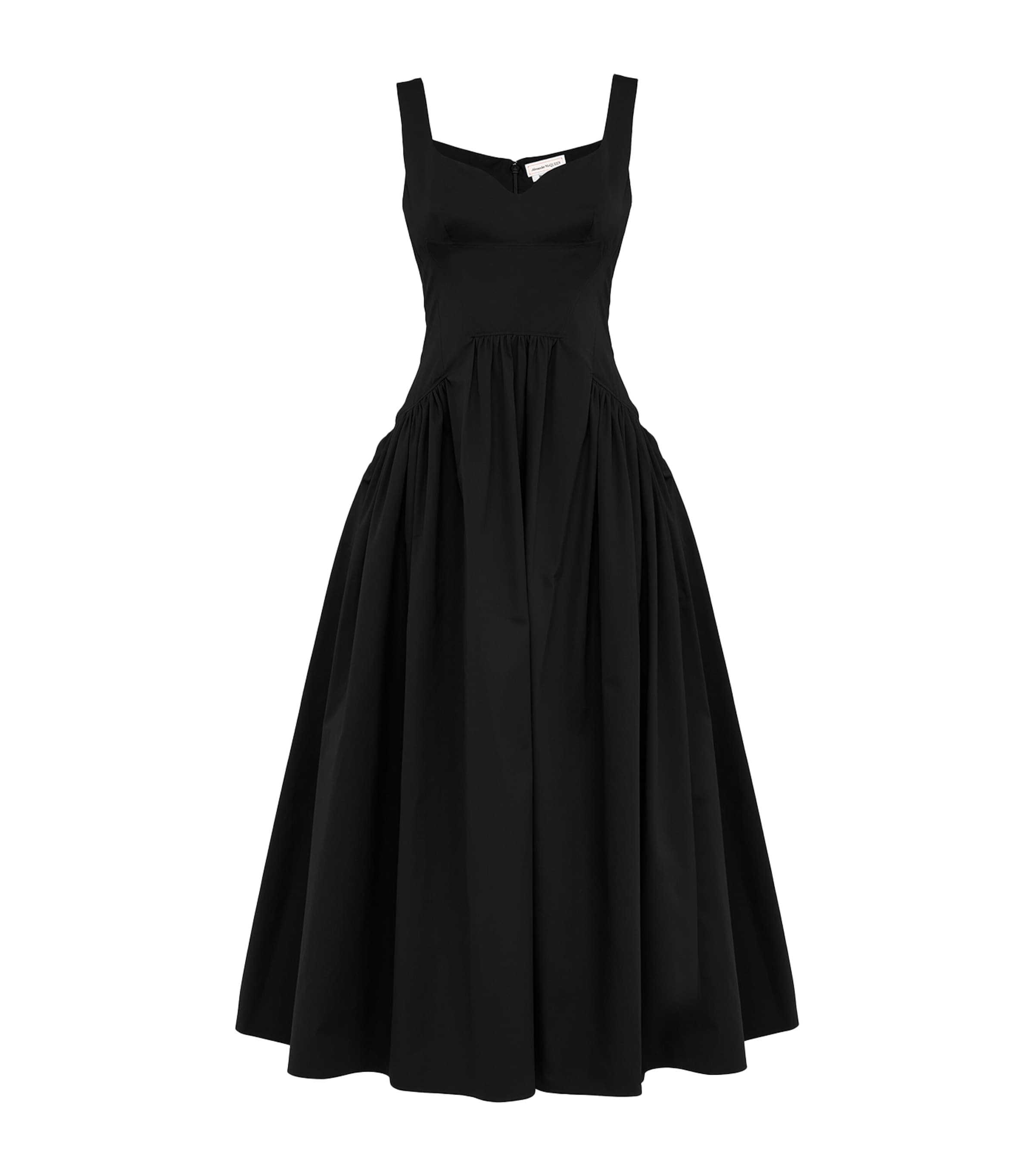 Alexander Mcqueen Bustier Midi Dress In Black