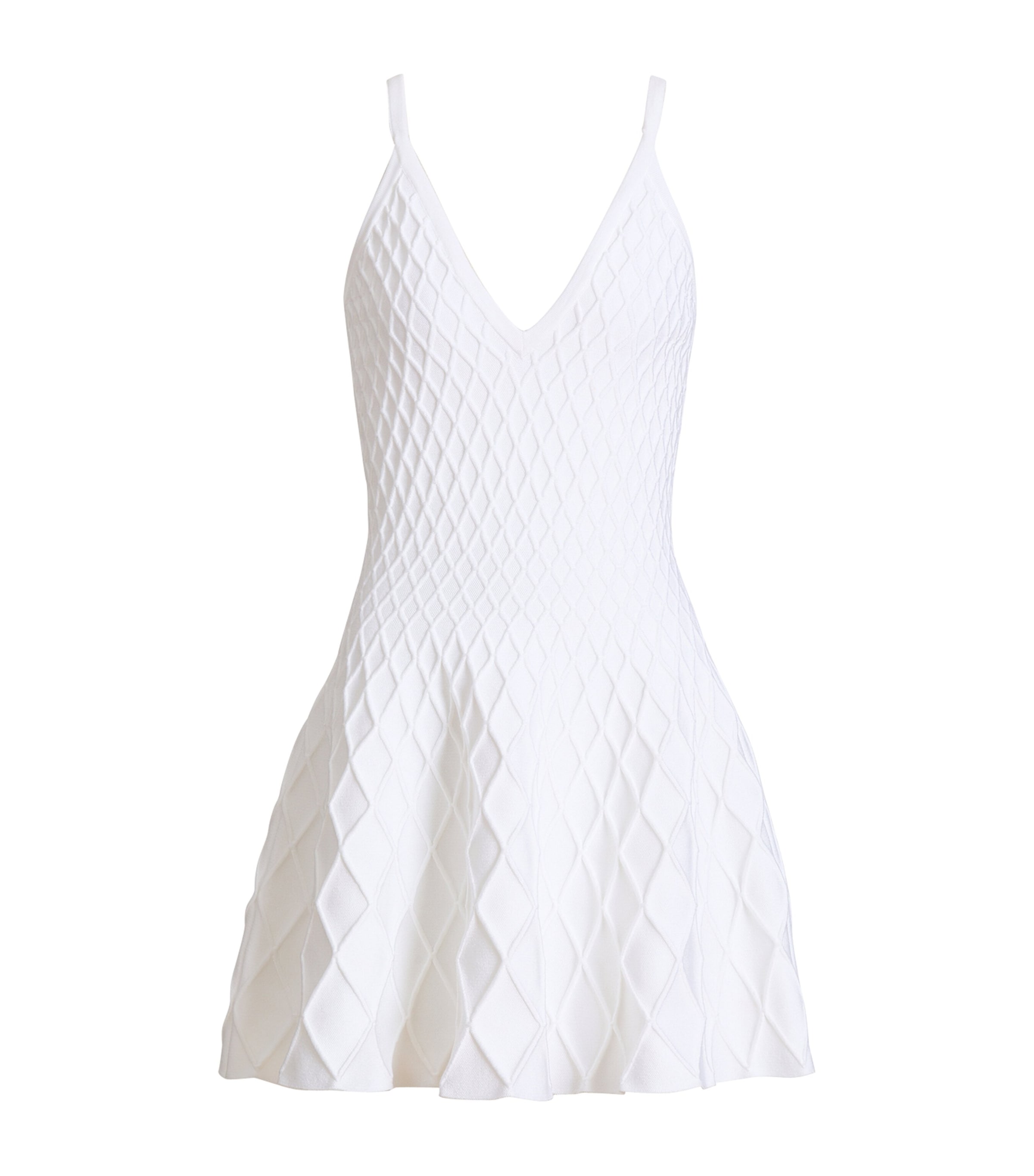 Balmain Womens Knitted Flared Mini Dress Blanc Image 1