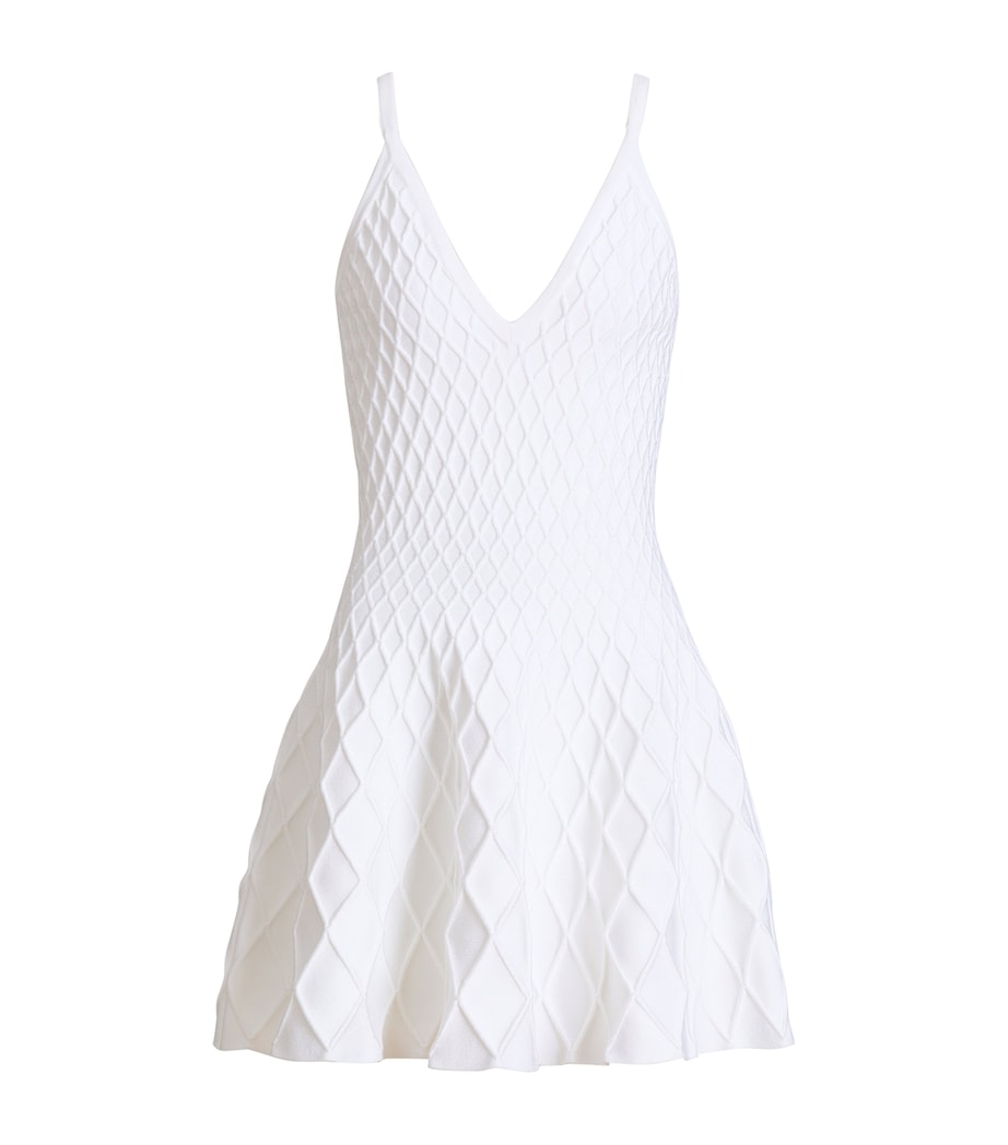 Balmain Womens Knitted Flared Mini Dress Blanc Image 1