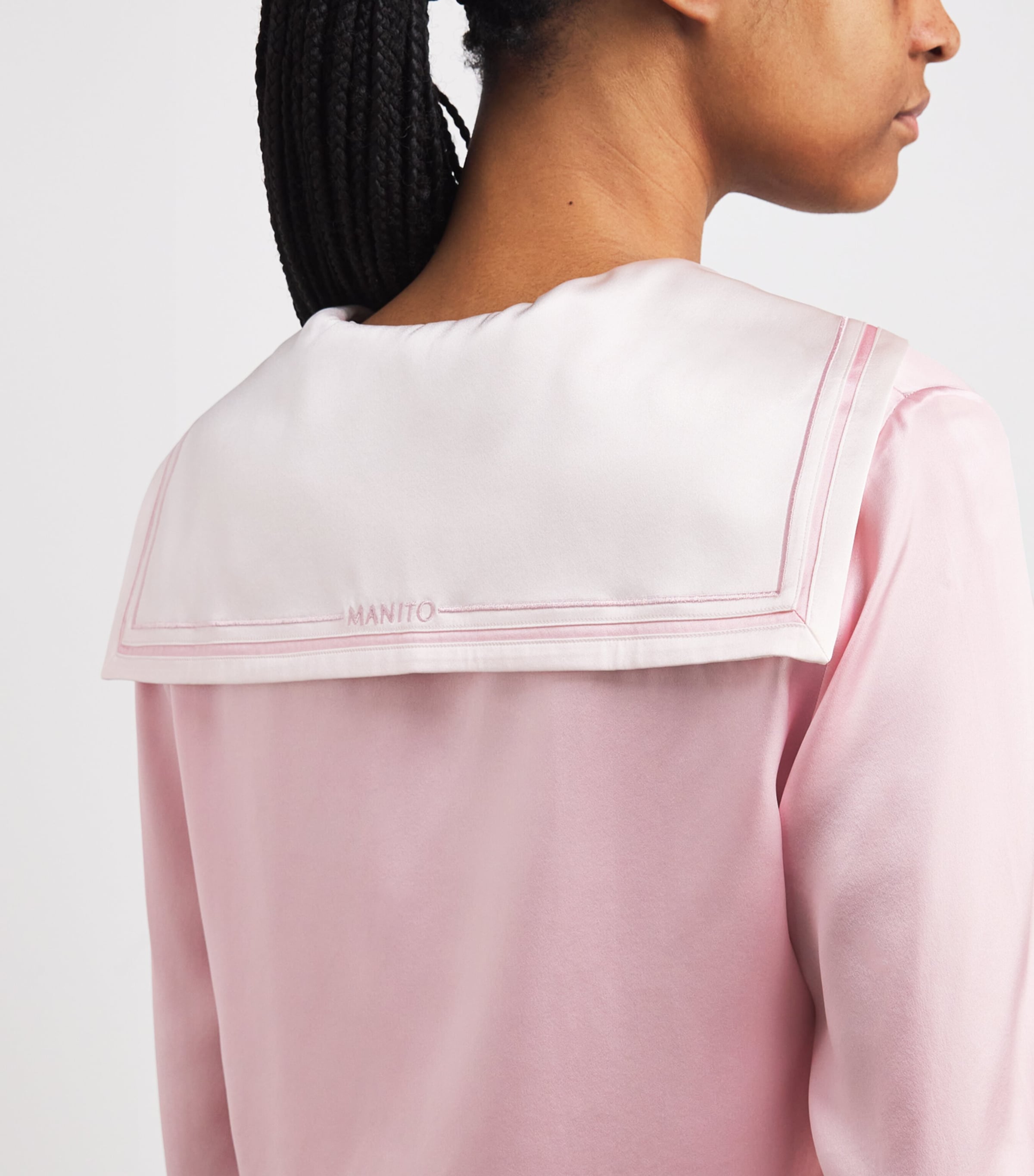 Mulberry Silk Pyjama Set PINK/WHITE Image 4