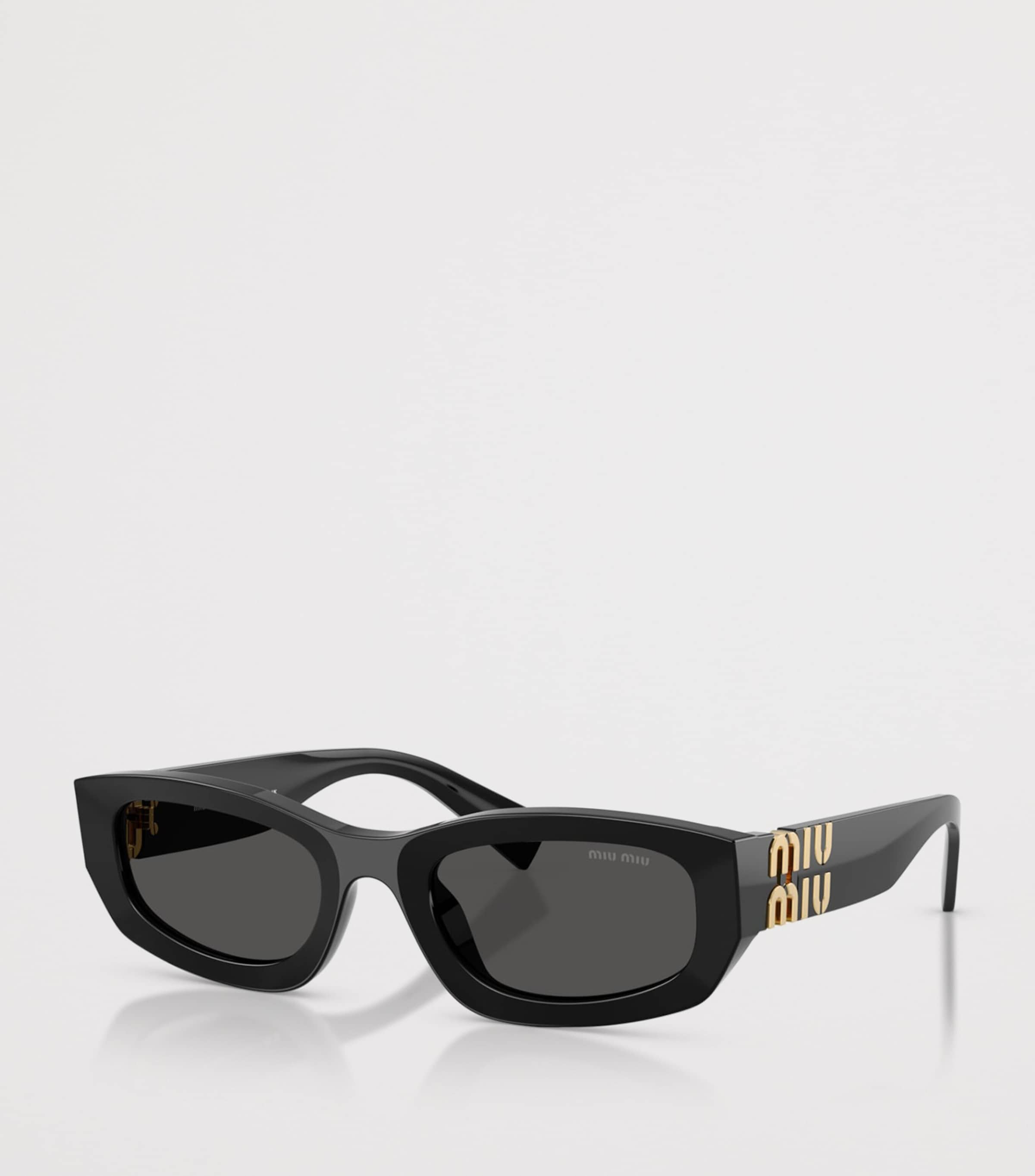 Miu Miu Irregular Rectangle Sunglasses Black Image 2