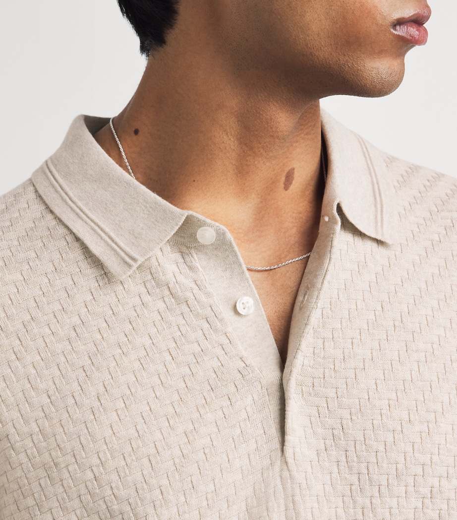 PAIGE Mens Cotton-Wool-Silk-Cashmere Kiko Polo Shirt Nimbus Image 3