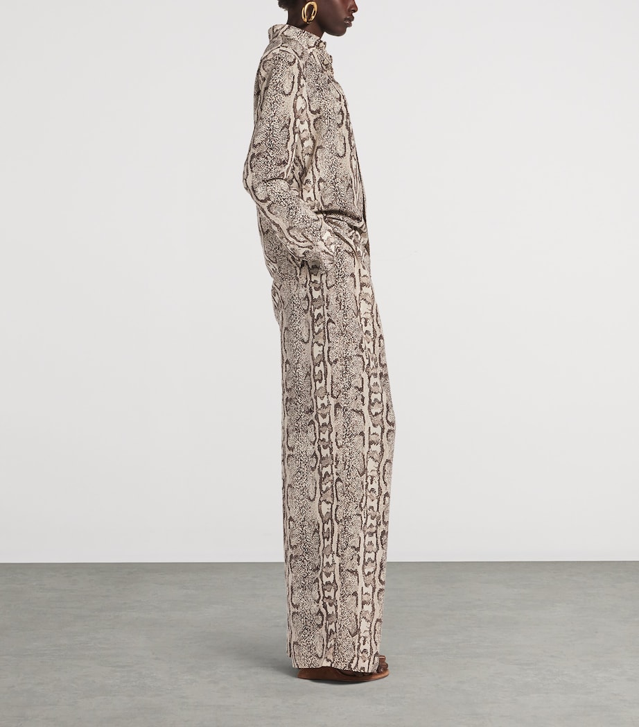 Balenciaga Womens Silk Python Print Wide-Leg Trousers Image 4