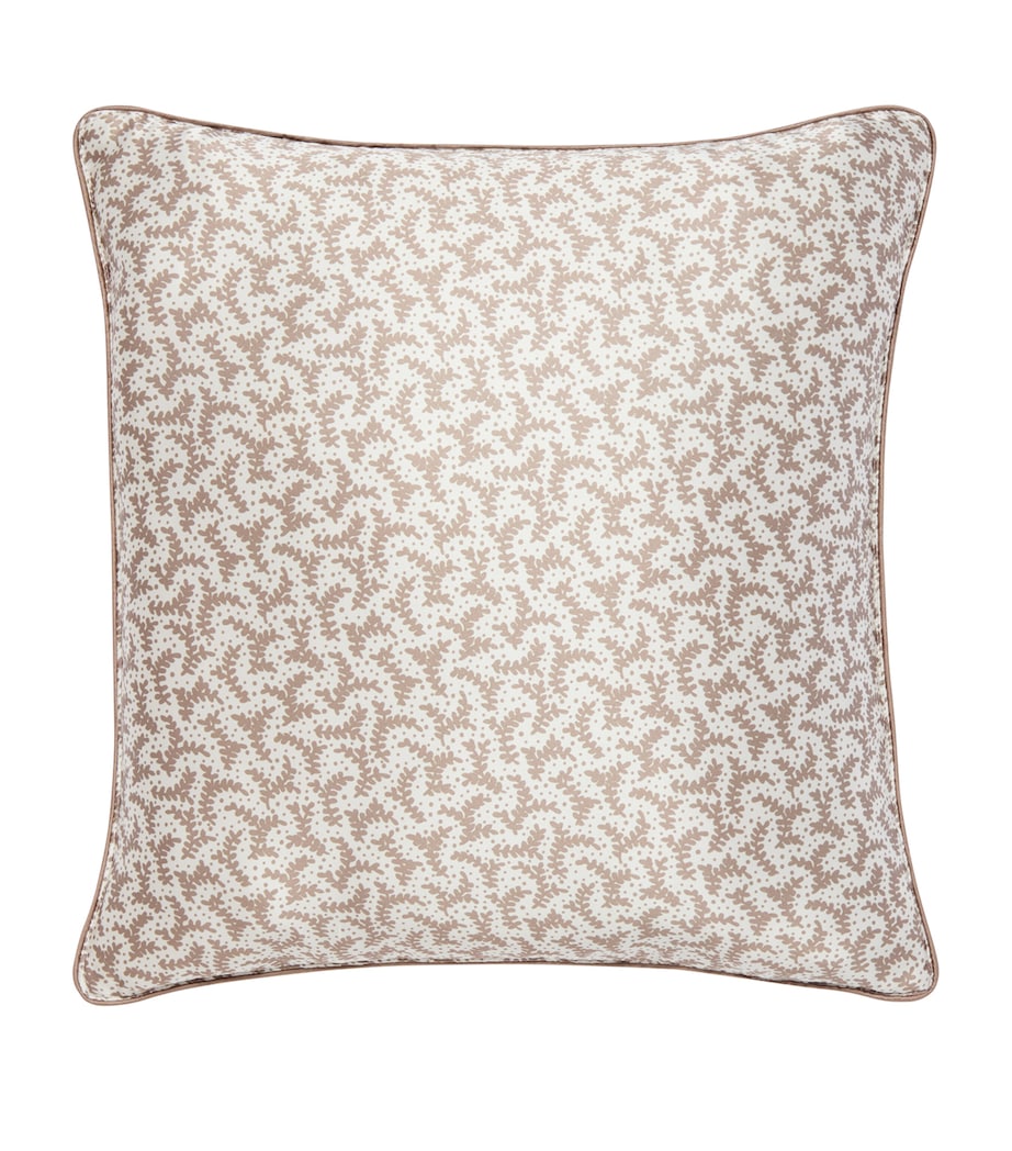 Gingerlily Silk Piped Fern Cushion (40cm x 40cm) Mocha/ivory Image 1