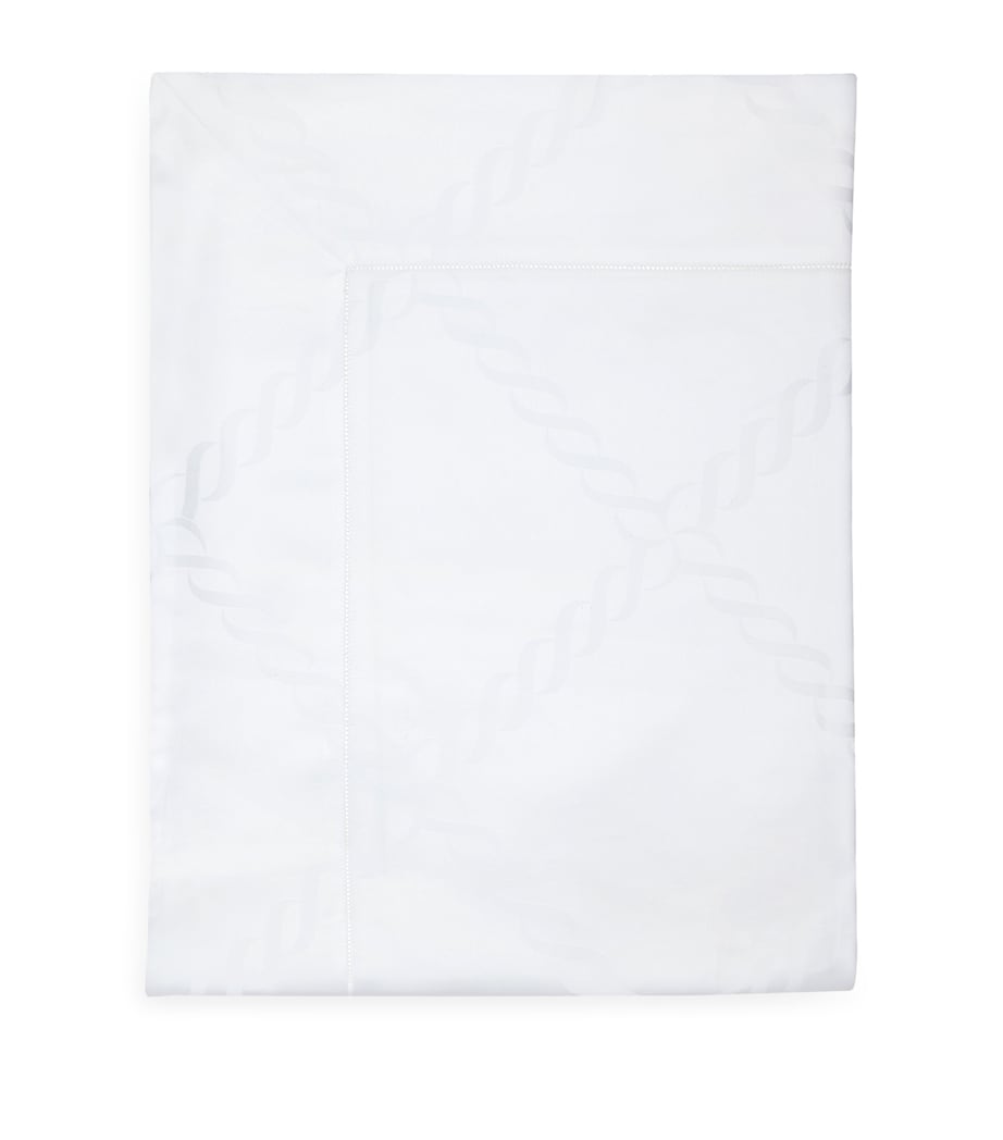 Treccia King Flat Sheet (275cm x 275cm) WHITE Image 1