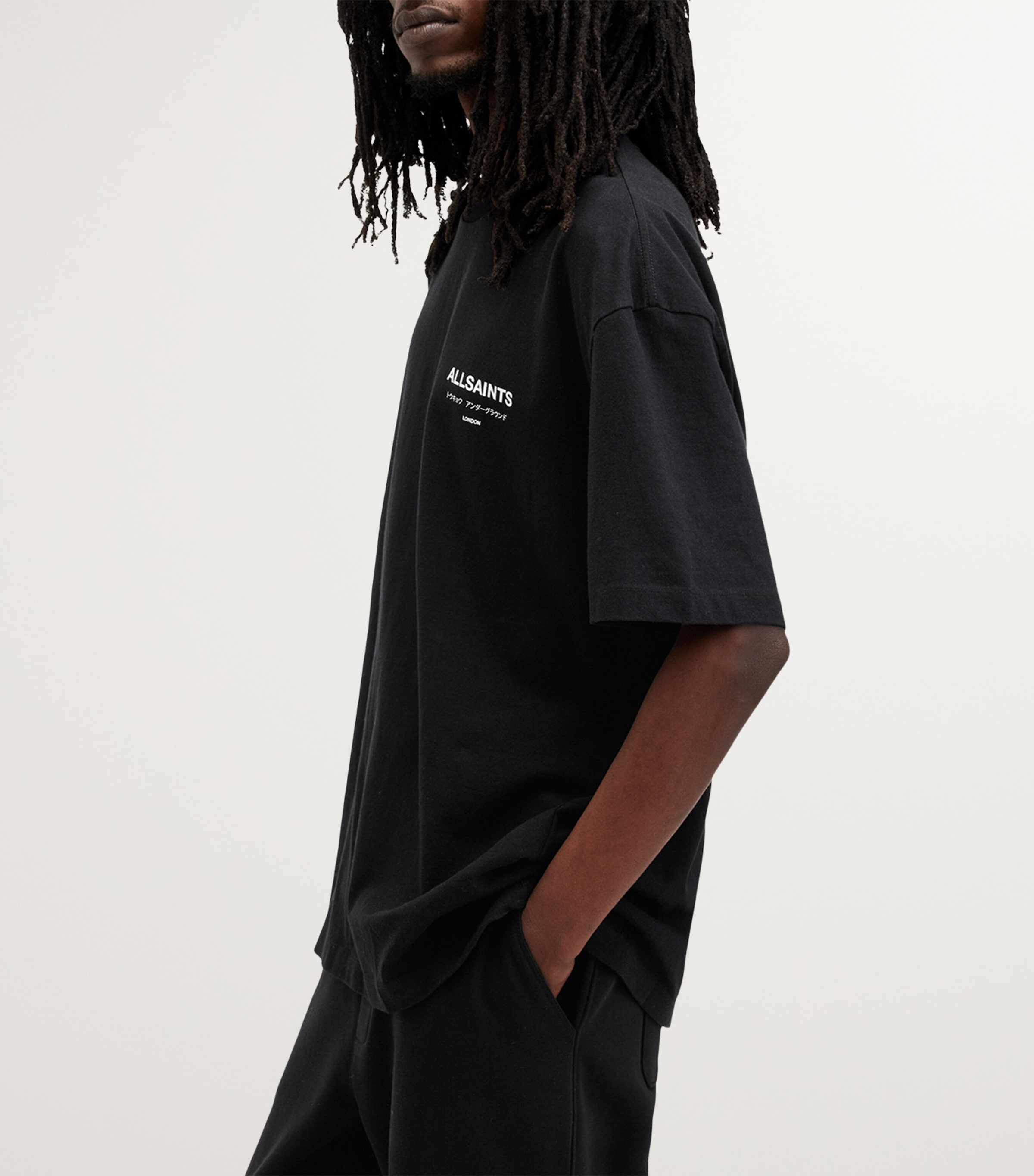 AllSaints Mens Underground Print T-Shirt Jet Black Image 4