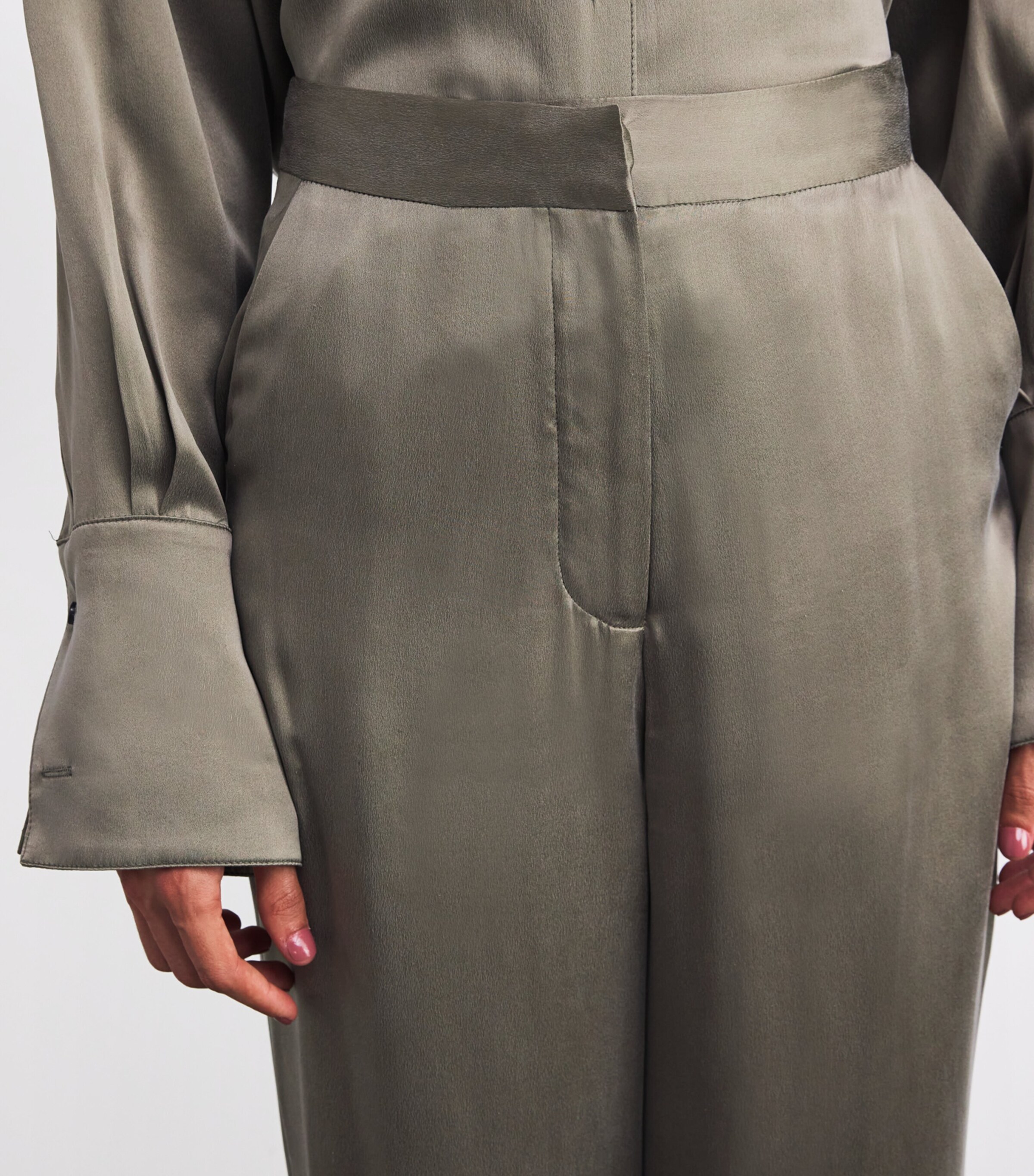 Laura Pitharas Womens Silk Wide-Leg Trousers Sand Wash Silk Image 6