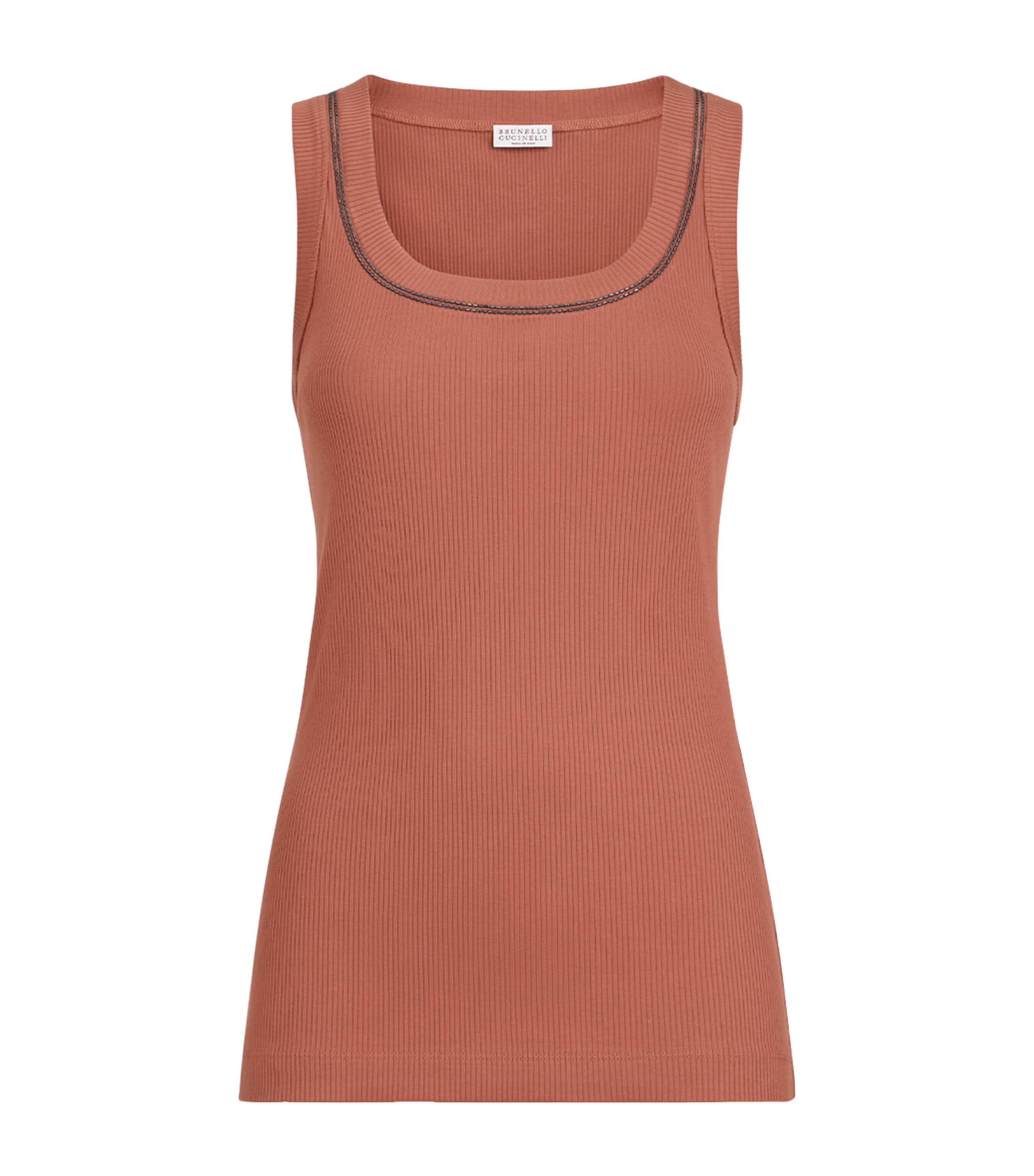 Brunello Cucinelli Womens Stretch-Cotton Ribbed Tank Top Image 1