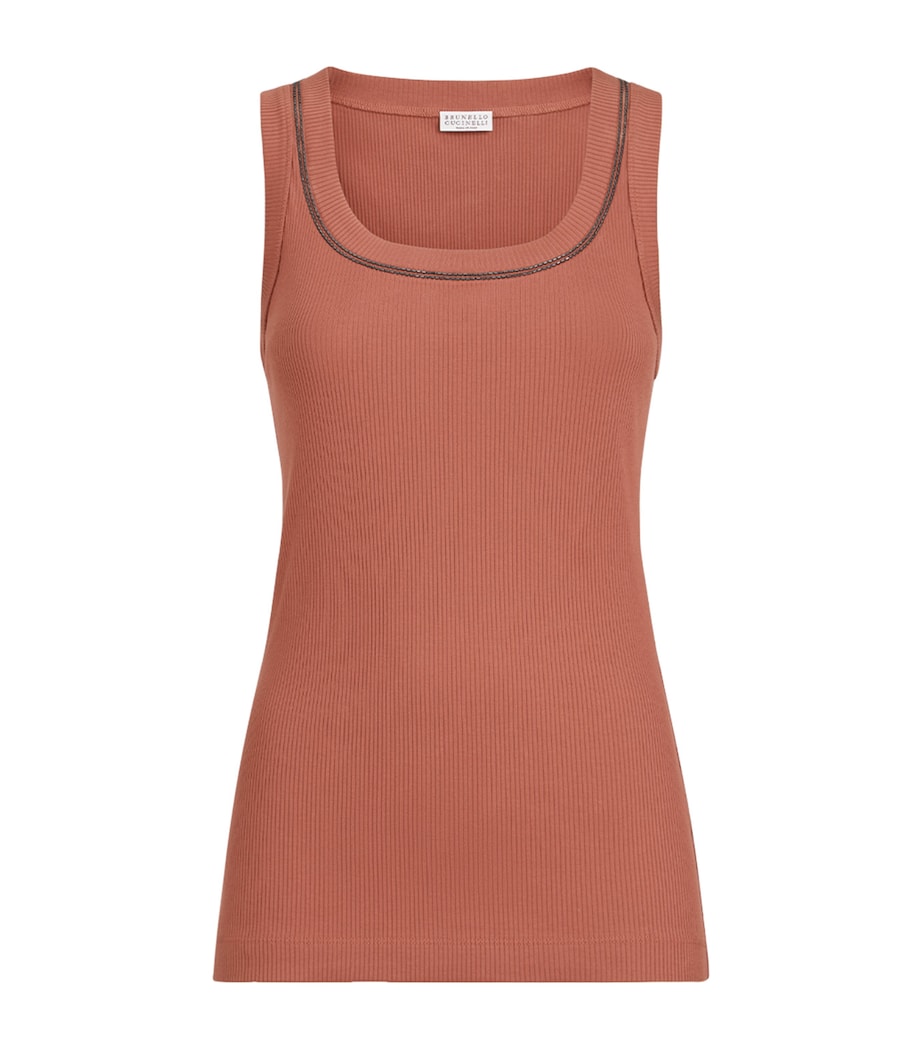 Brunello Cucinelli Womens Stretch-Cotton Ribbed Tank Top Image 1