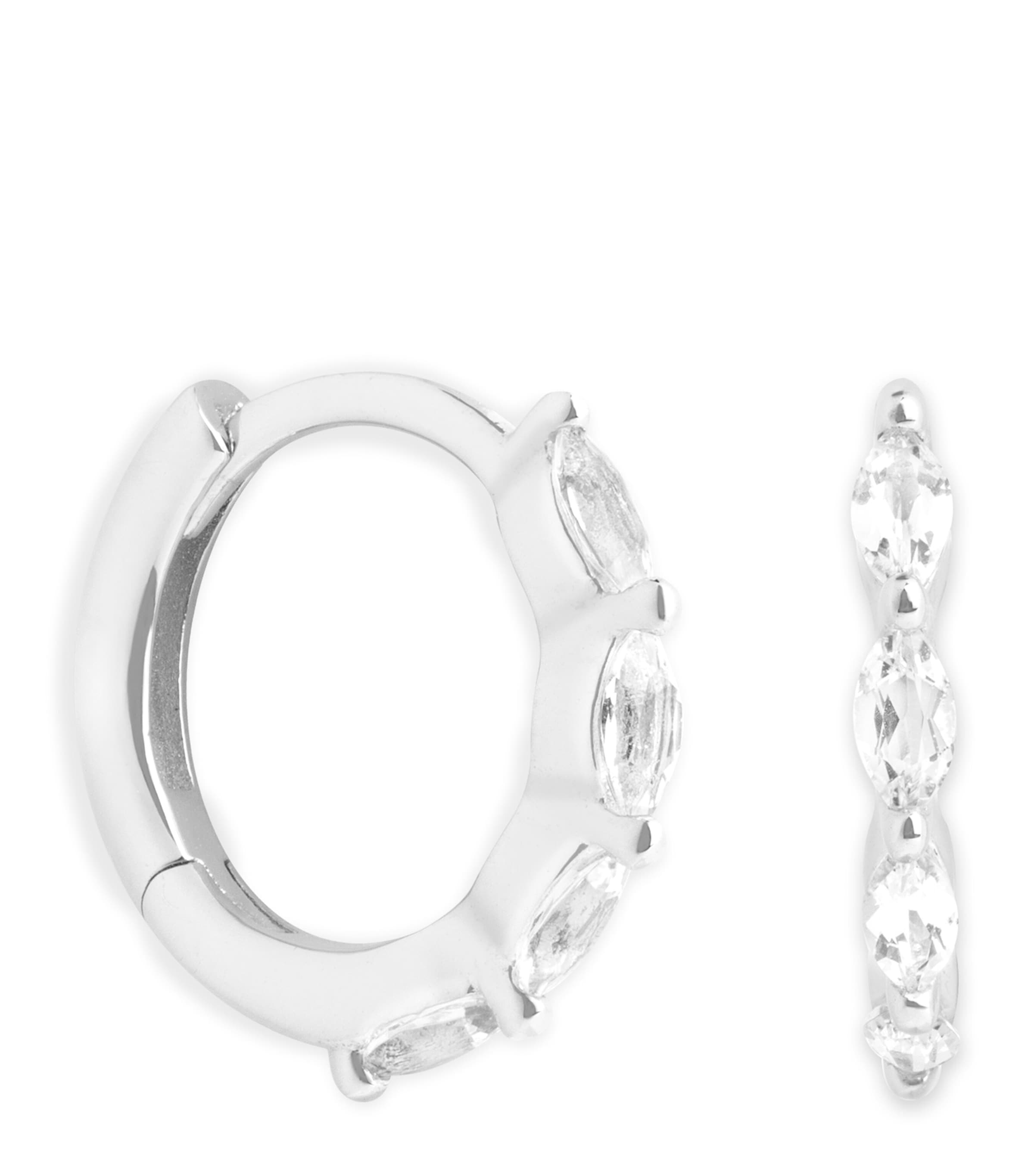 Astrid & Miyu White Gold and White Topaz Marquise Hoop Earrings White Gold Image 1