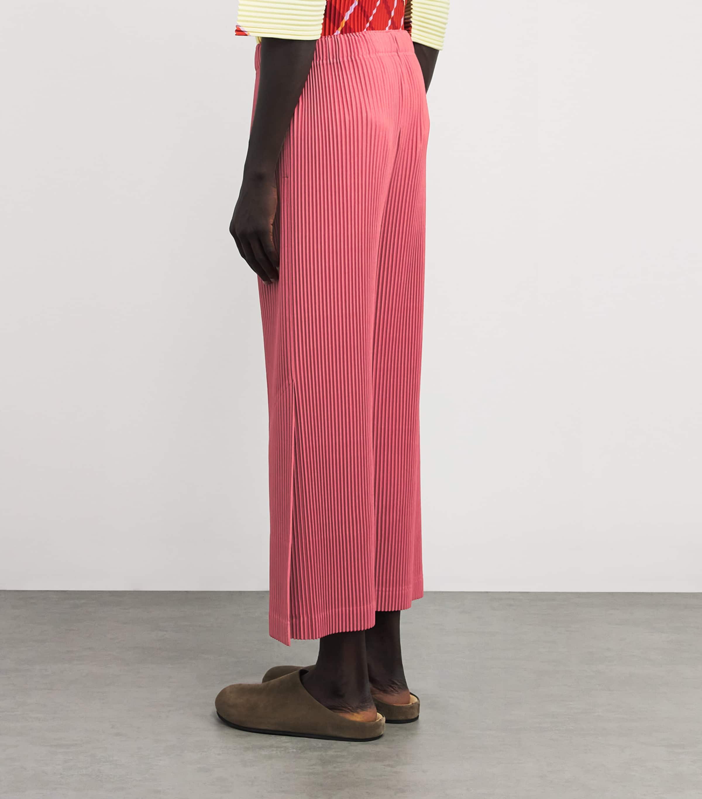 Pleated Straight Trousers 25-DUSKY RED Image 4