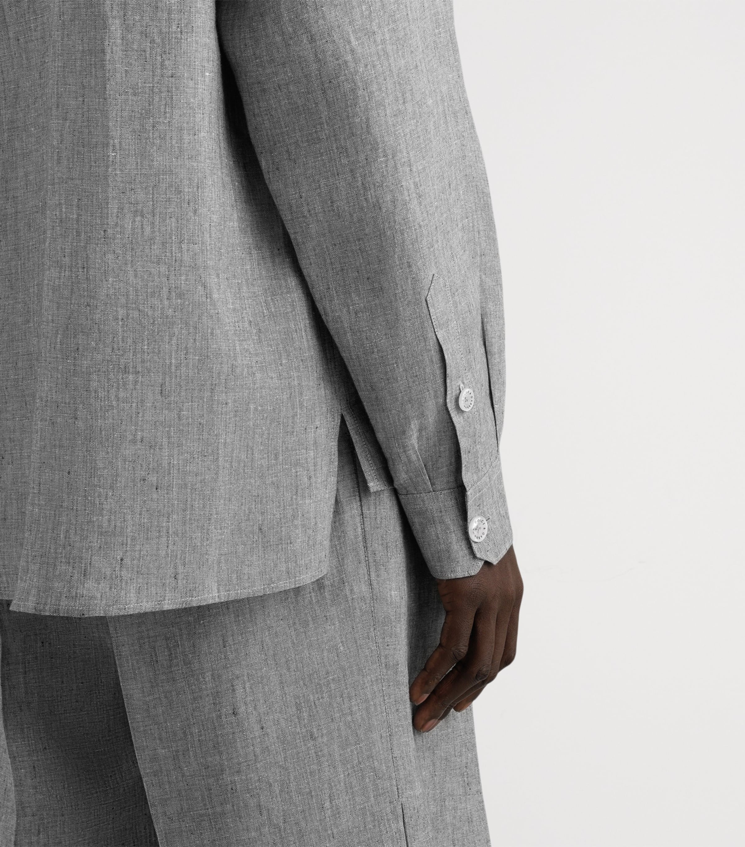 Linen Shirt S8290-MELANGE GREY Image 5