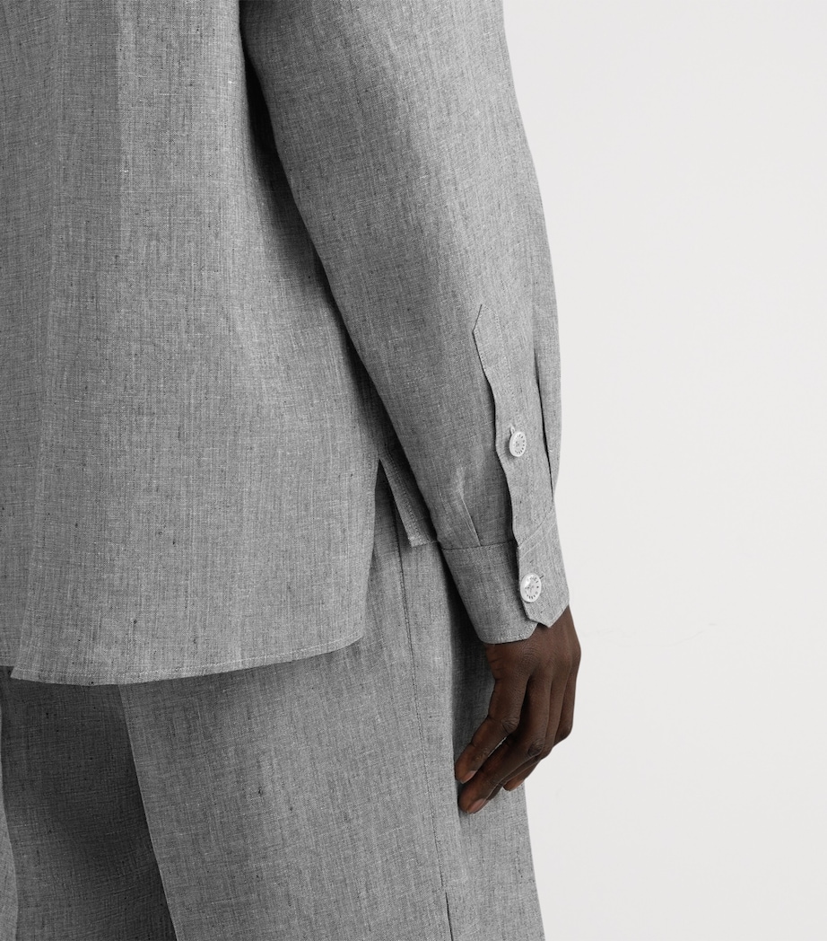 Linen Shirt S8290-MELANGE GREY Image 5