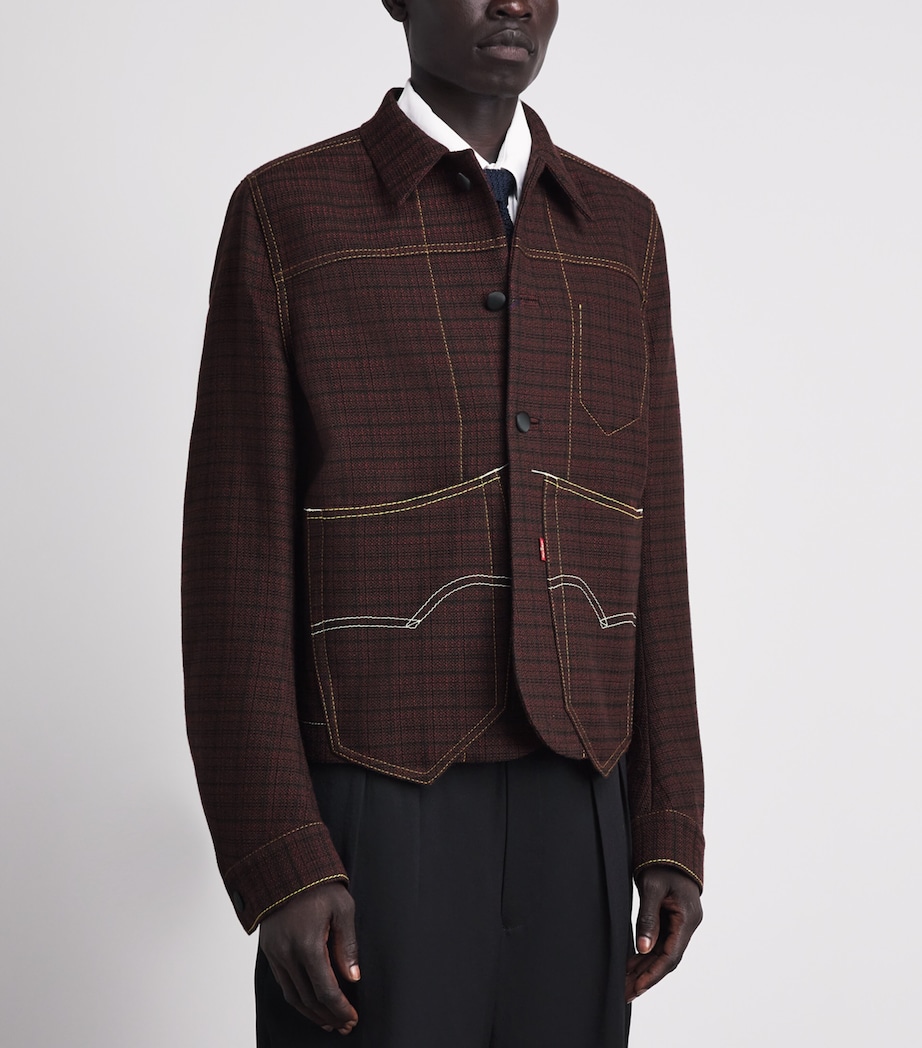 Junya Watanabe MAN Mens x Levi’s Wool-Blend Bomber Jacket Burgundy/black Image 4