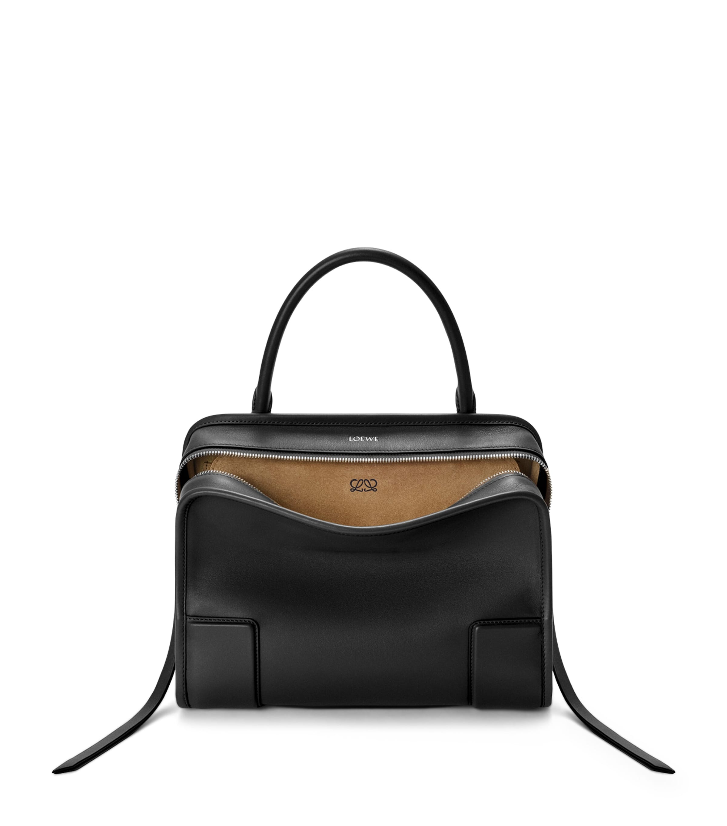 LOEWE Womens Medium Leather Amazona 180 Top-Handle Bag Black Image 1