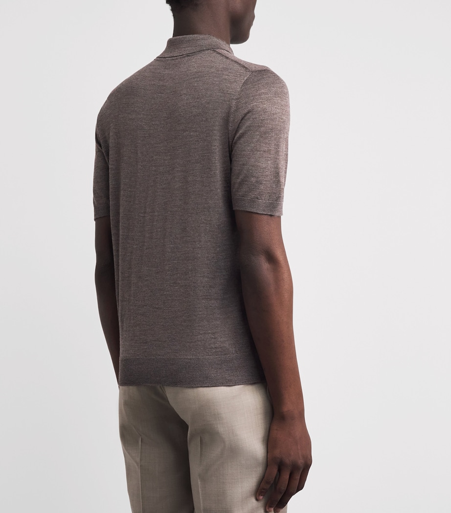 Purdey Mens Wool Polo Shirt Hazelnut Image 5
