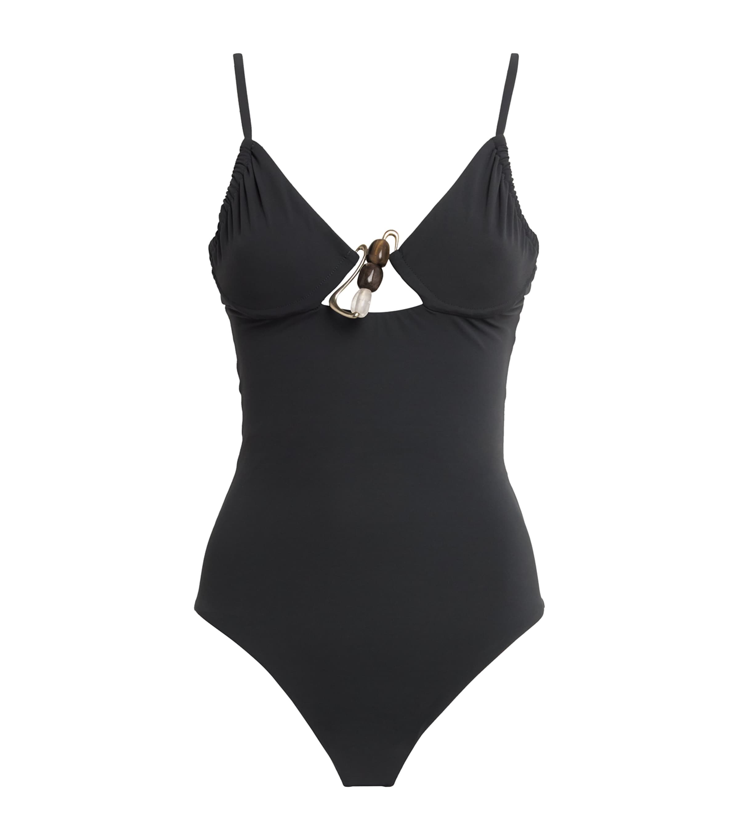 Christopher Esber Embellished Nebula Swimsuit In Grey