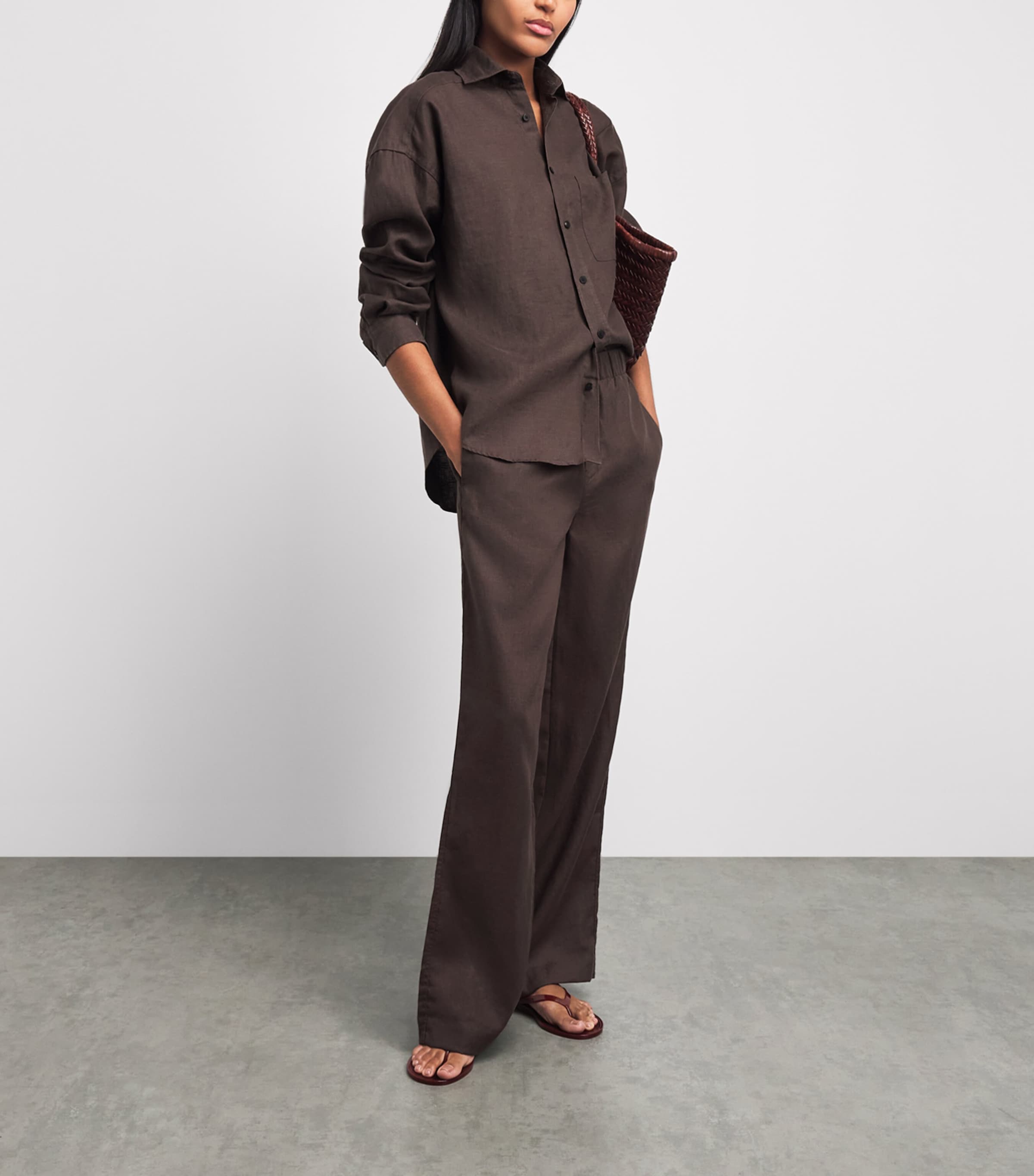 With Nothing Underneath Womens Hemp The Weekend Shirt Chocolate Image 2