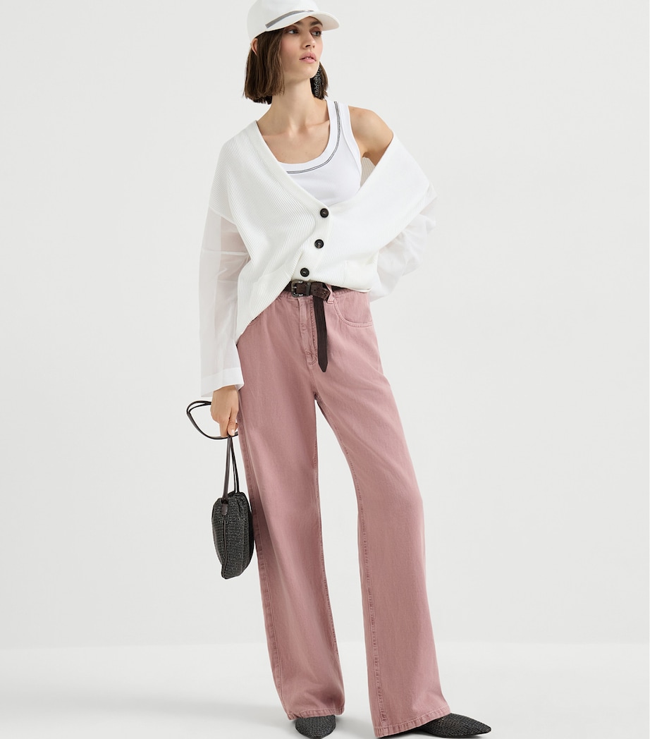 Brunello Cucinelli Womens Cotton Organza-Sleeve Cardigan Image 5