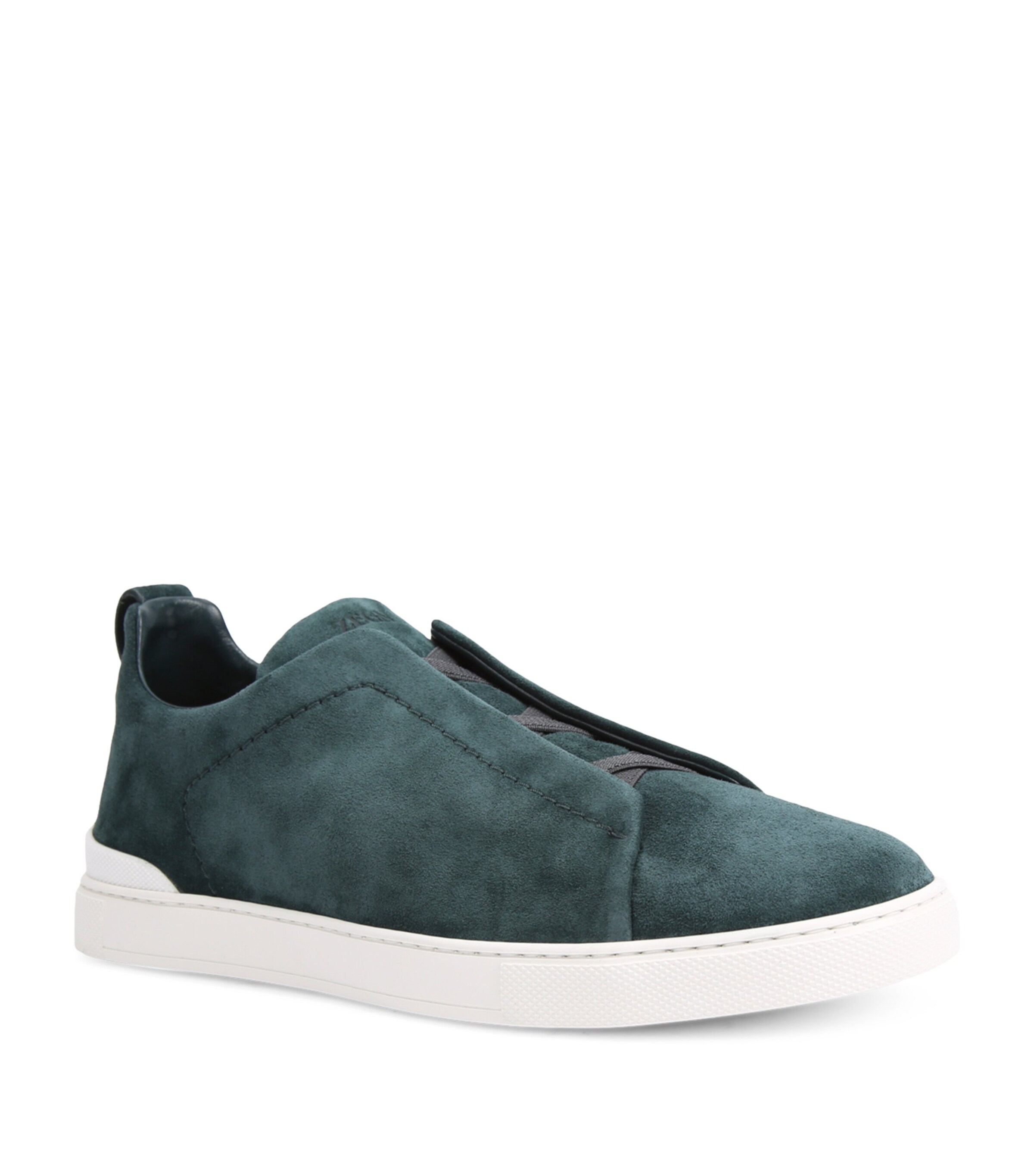 Zegna Suede Triple Stitch Sneakers Dark Green Image 1