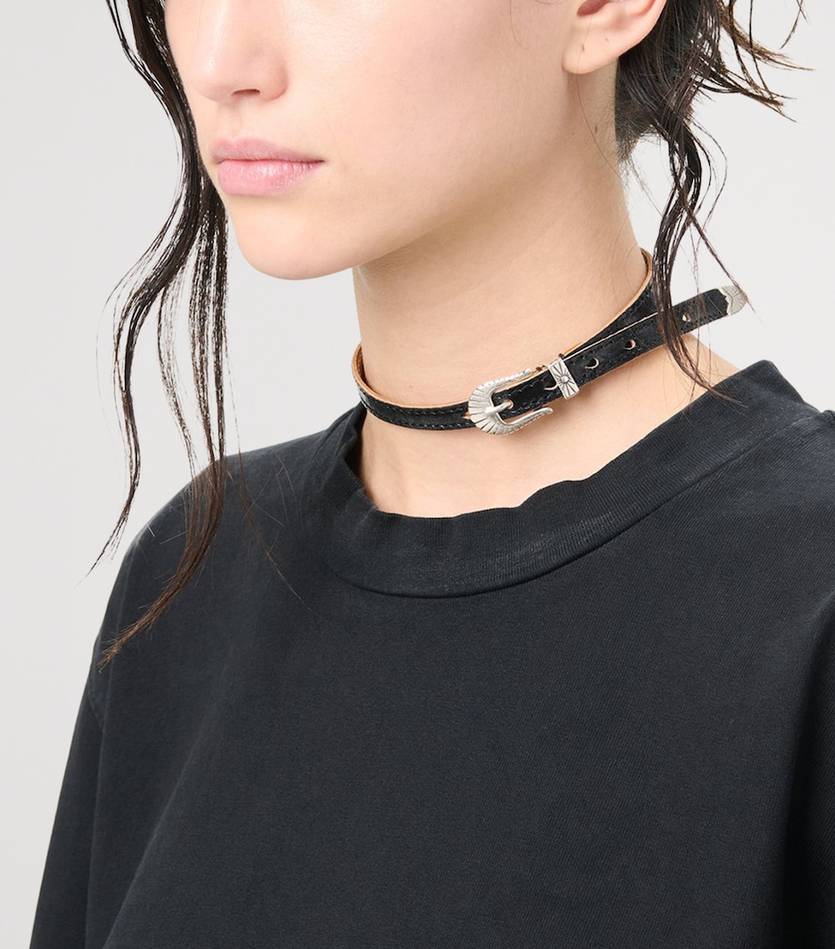 Leather Wrap-Around Cowboy Necklace DEEP BLACK LEATHER Image 5