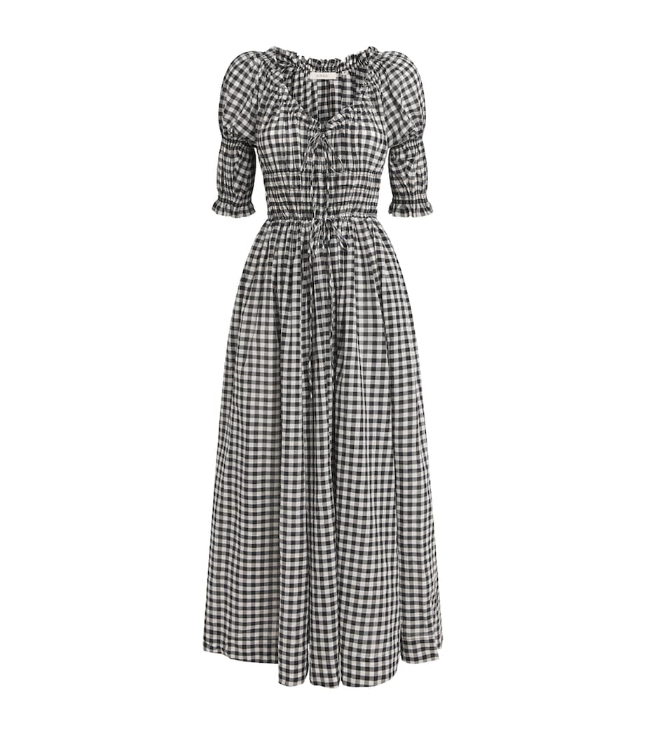 Organic Cotton Gingham Ischia Midi Dress NOIR GRETA GINGHAM Image 1
