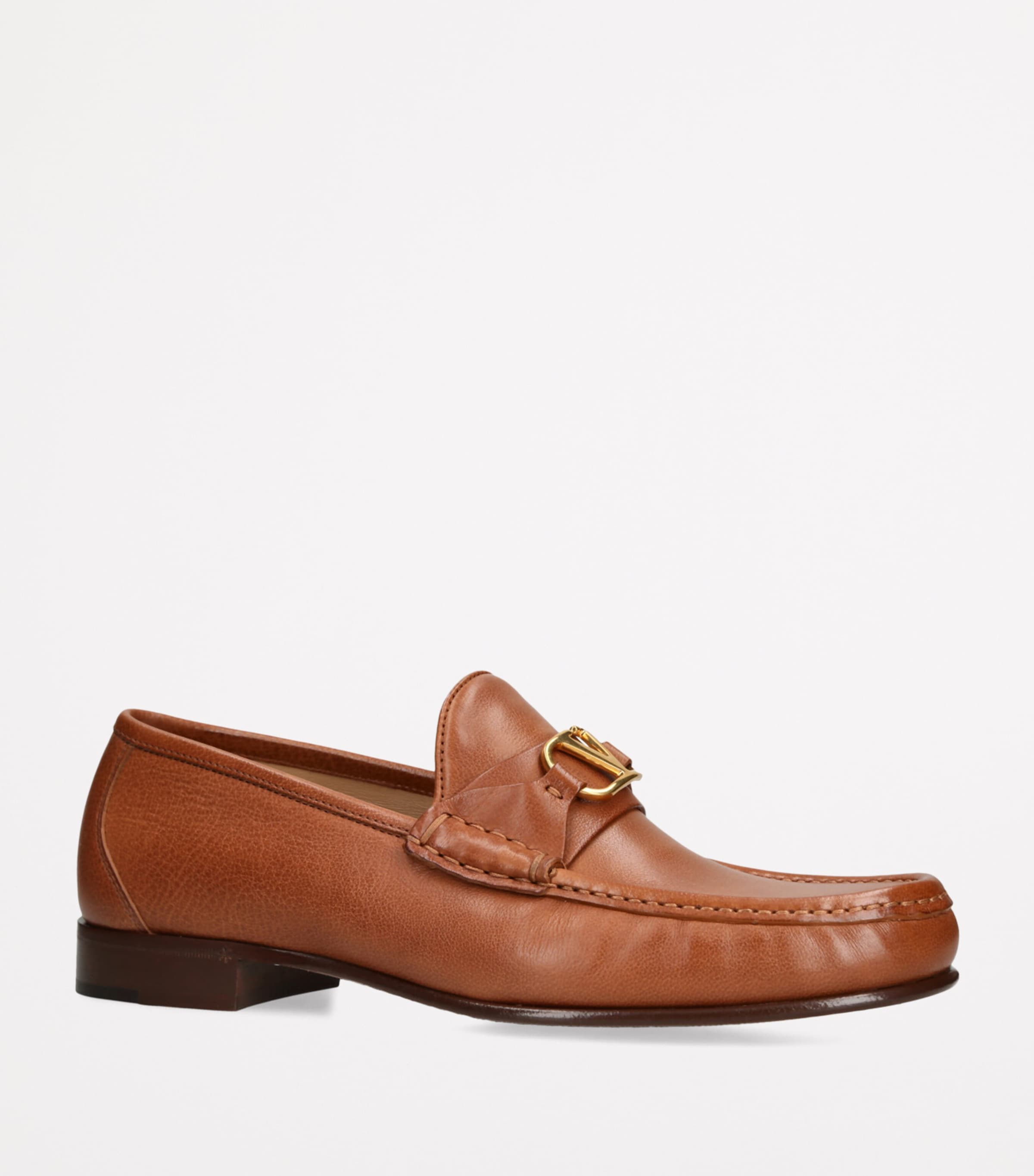Valentino Garavani Leather VLogo Signature Loafers Brown Image 3