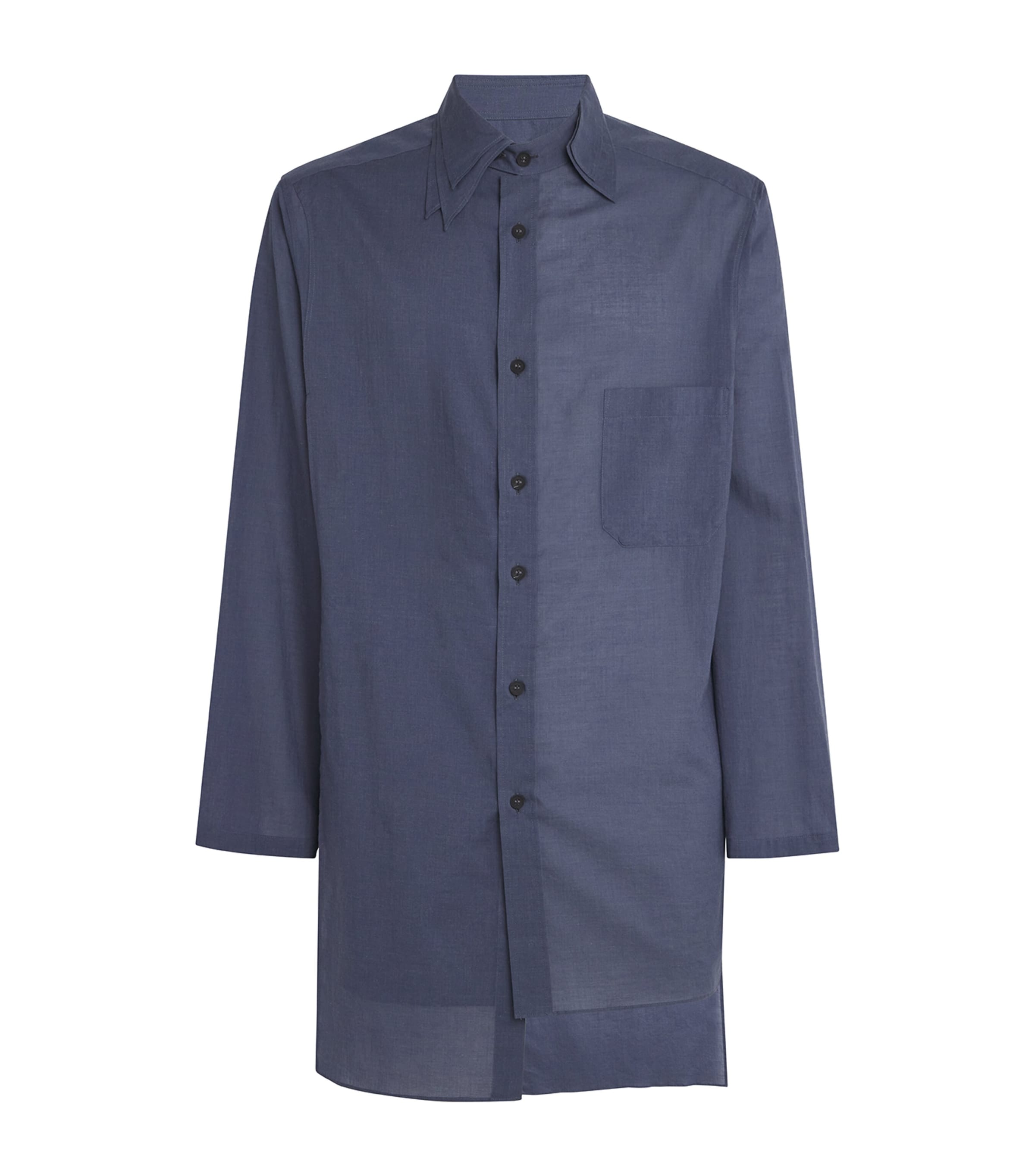 Shop Yohji Yamamoto Cotton-silk Double-layered Shirt In Blue