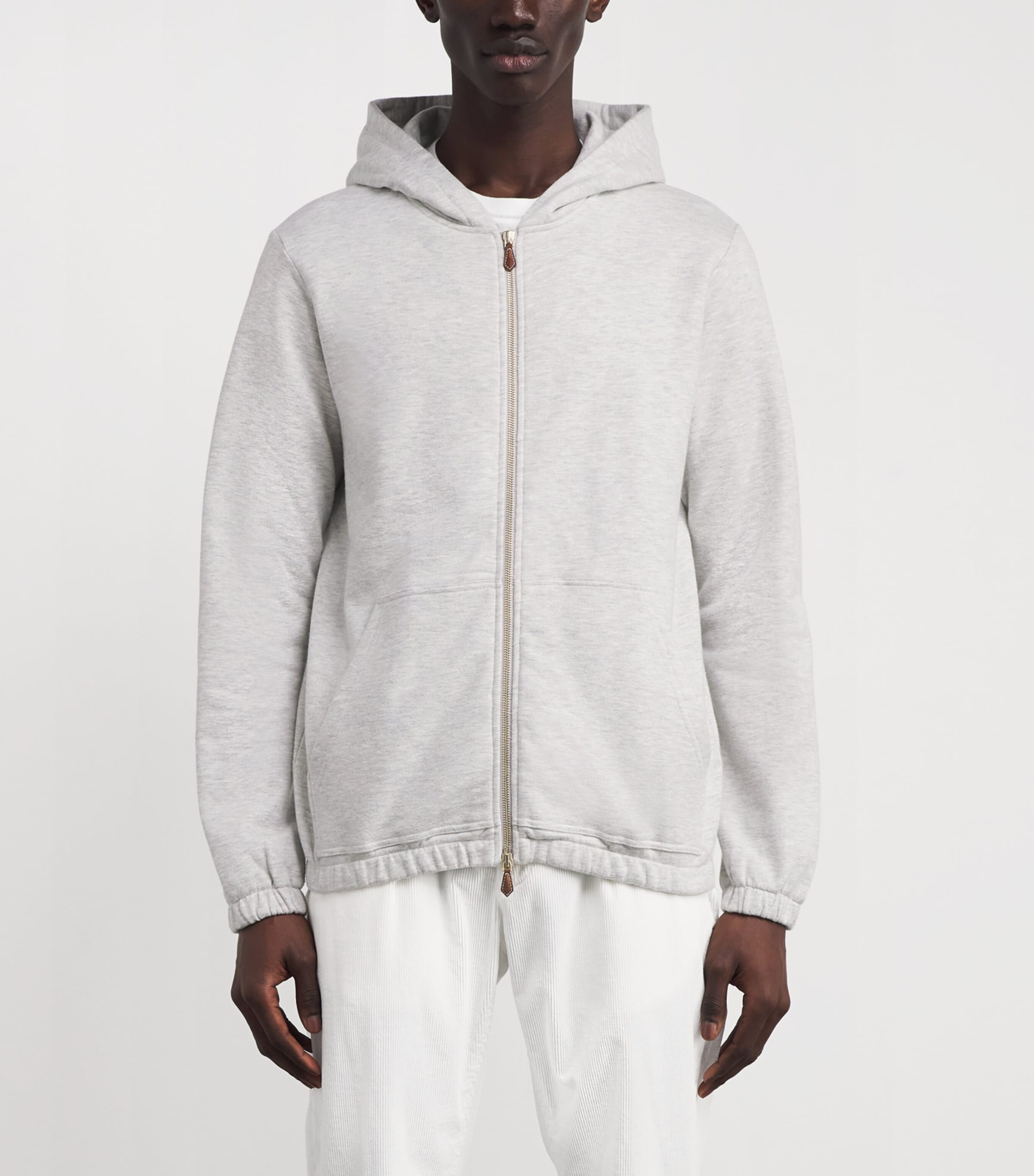 Cotton-Blend Zip-Up Hoodie GRIGIO CHIARO MELANG Image 3