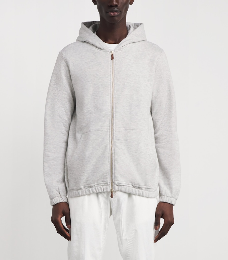 Cotton-Blend Zip-Up Hoodie GRIGIO CHIARO MELANG Image 3