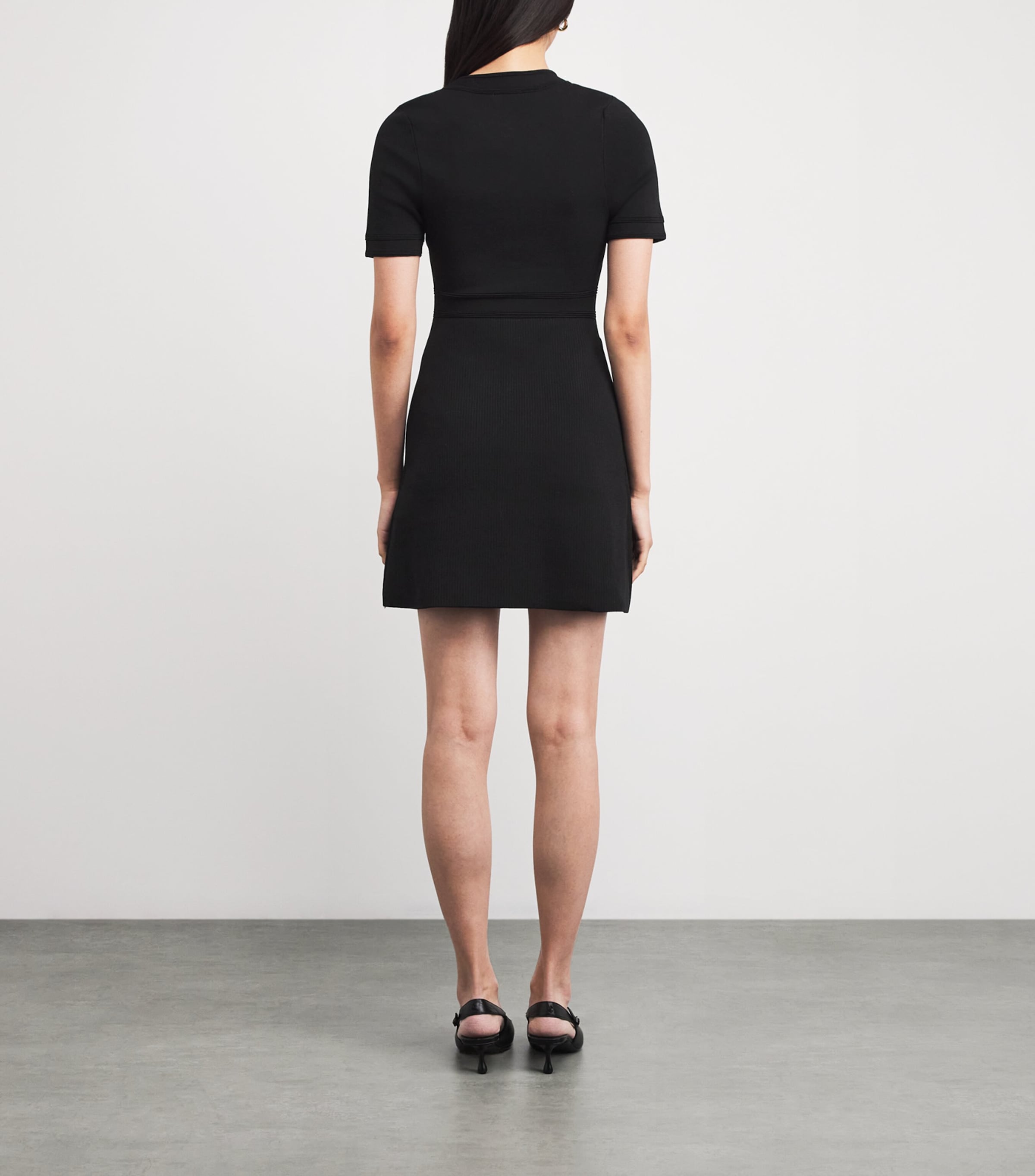 Sandro Paris Womens Knitted Button-Up Mini Dress Black Image 3