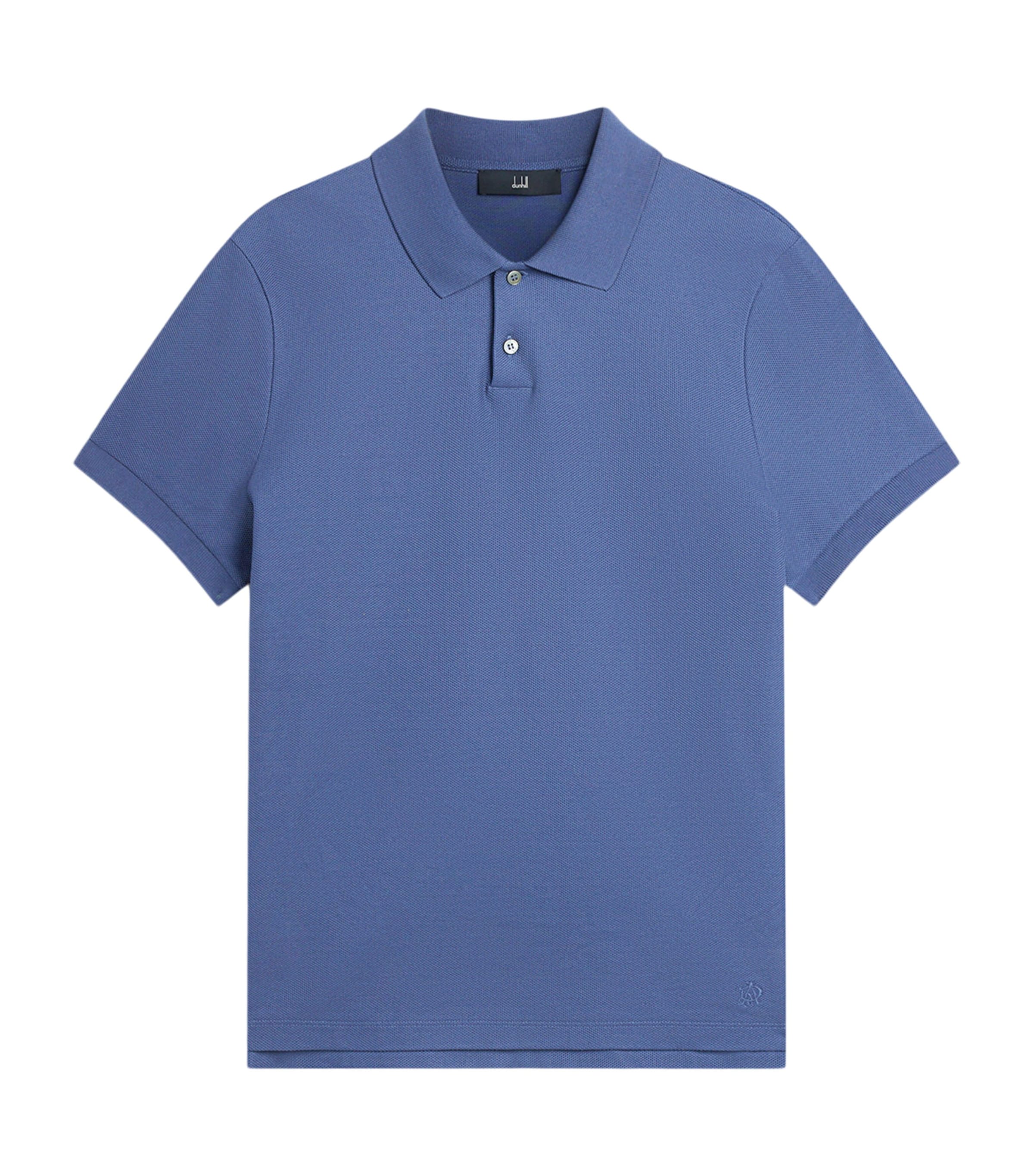 Dunhill Mens Cotton Piqué Polo Shirt Indigo Image 1