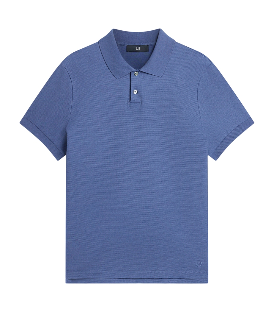 Dunhill Mens Cotton Piqué Polo Shirt Indigo Image 1