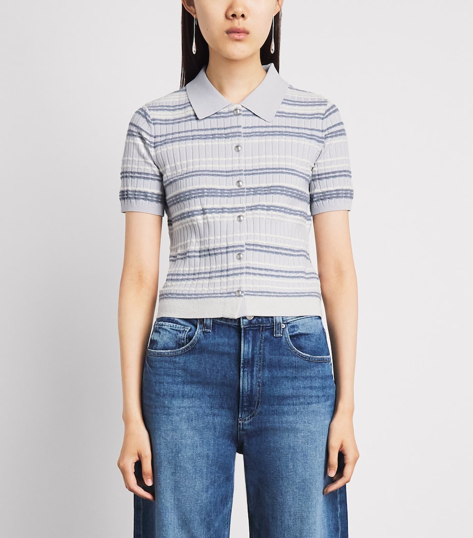 Rag & Bone Womens Cotton-Blend Stripe Karina Cardigan Ltblue Image 4