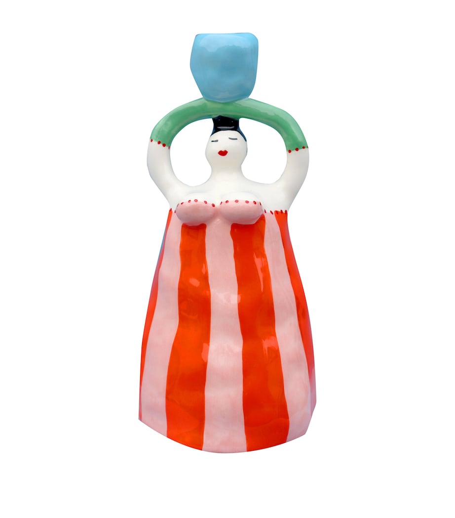 Earthenware Claudia Candle Holder (22cm) MULTI / ORANGE Image 1