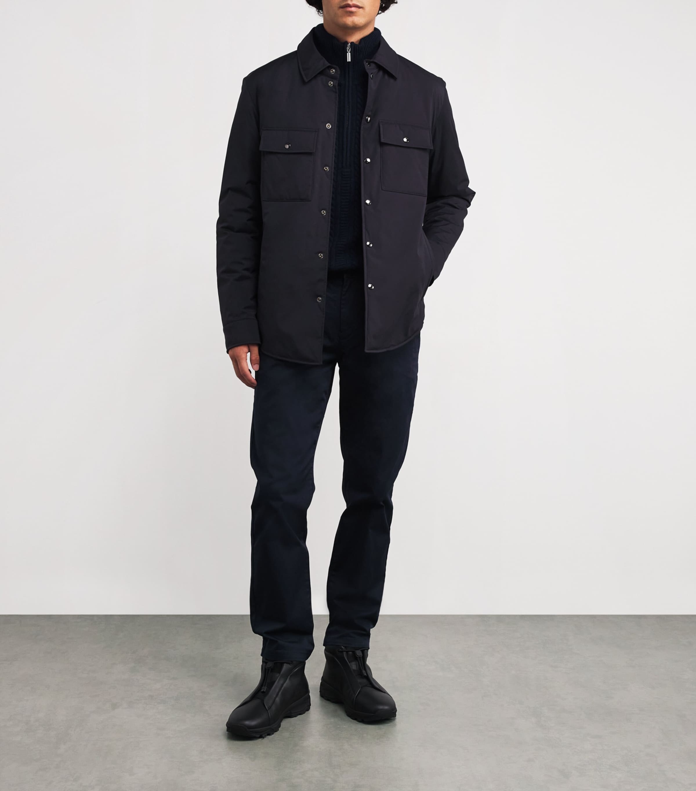 Water-Repellent Padded Olli Overshirt 464 NAVY Image 2
